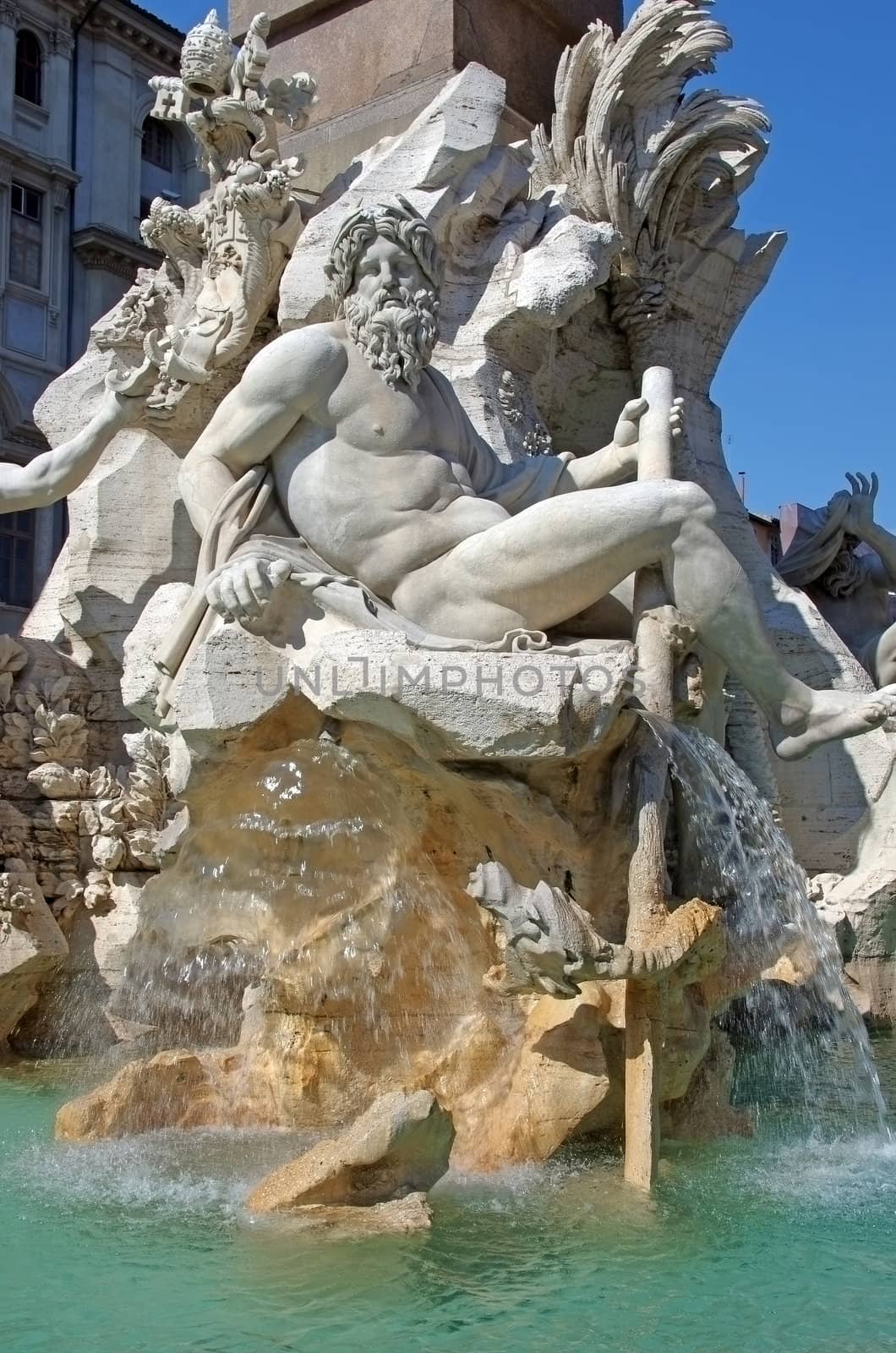 Fountain of the four rivers in Navonna Square, Rome