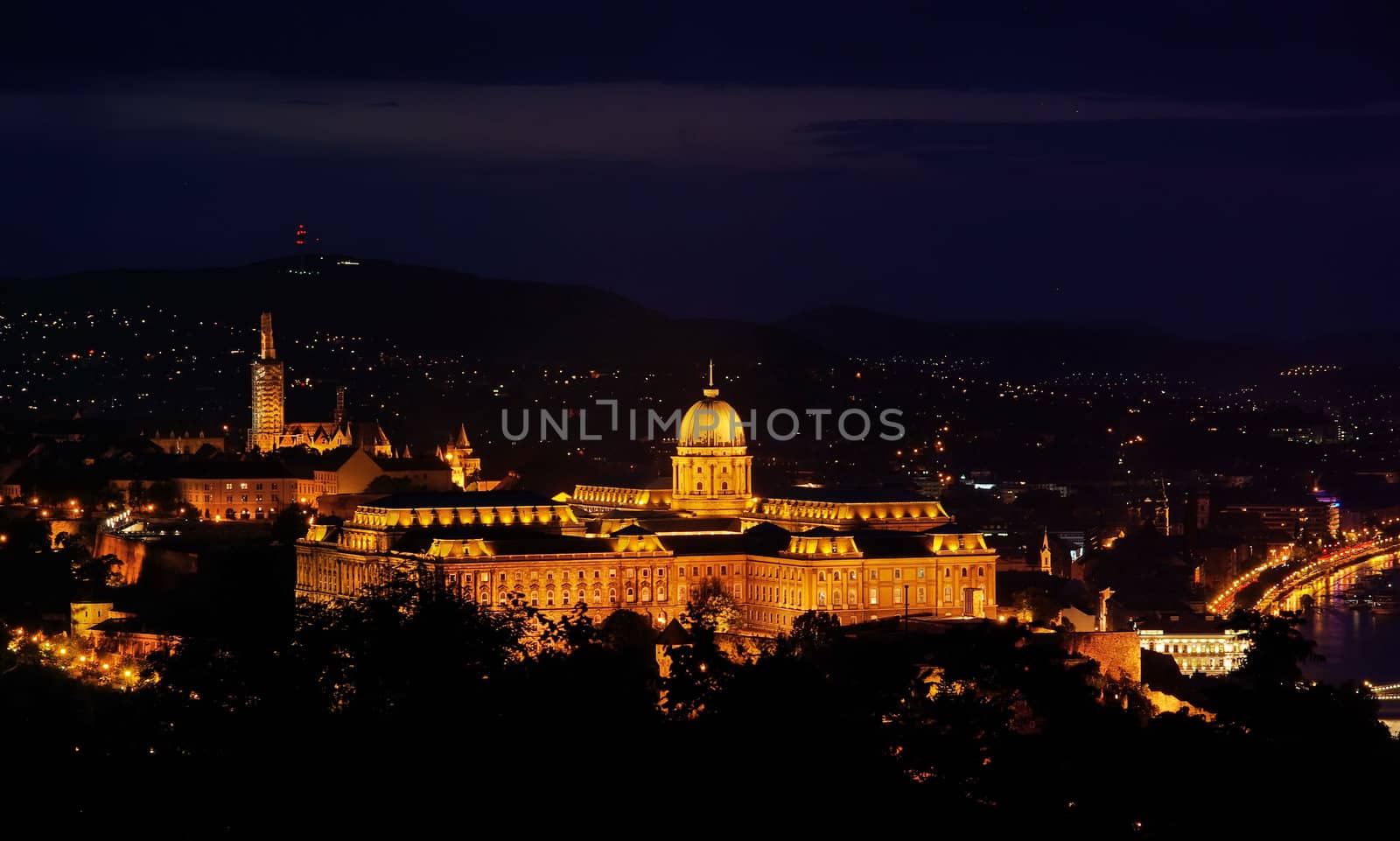 Royal Residence in Budapest, night view