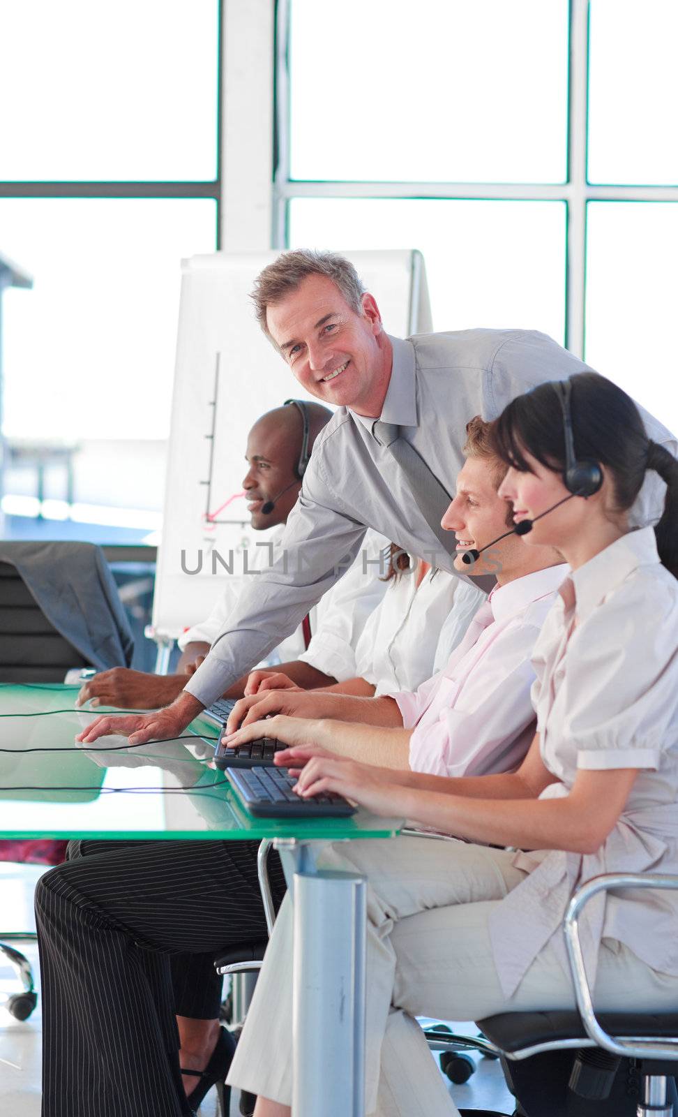 International business people working in a call centre
