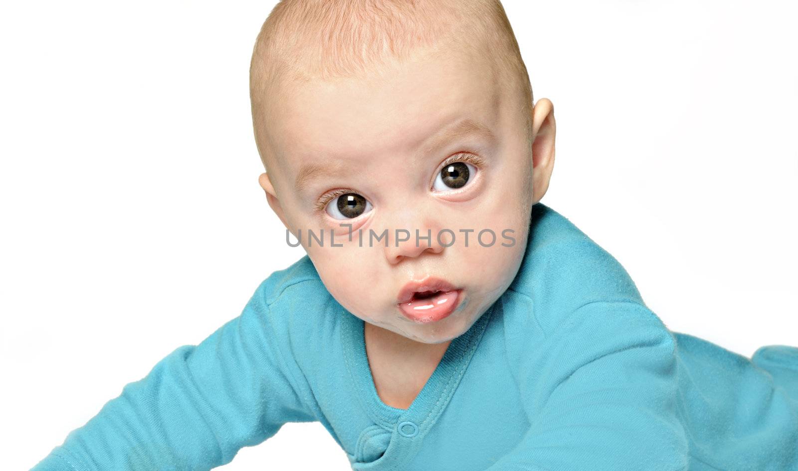 Beautiful baby boy on white background by tish1