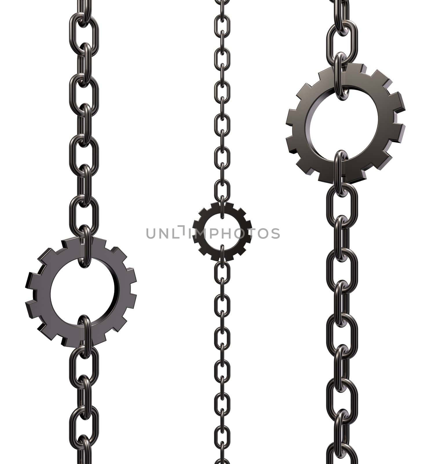 gear wheel as piece of a chain on white background - 3d illustration