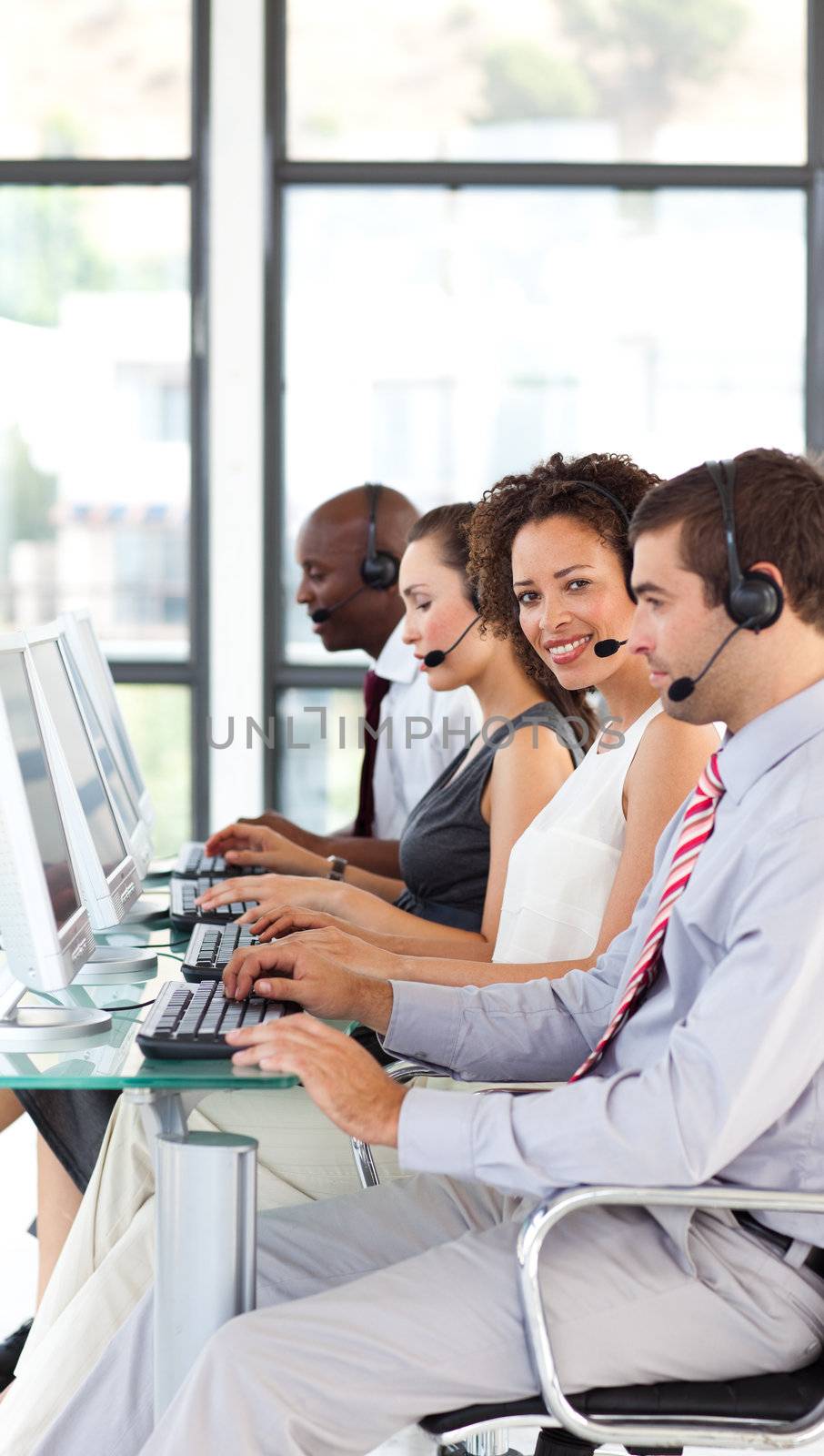 African-American businesswoman working in a call center by Wavebreakmedia