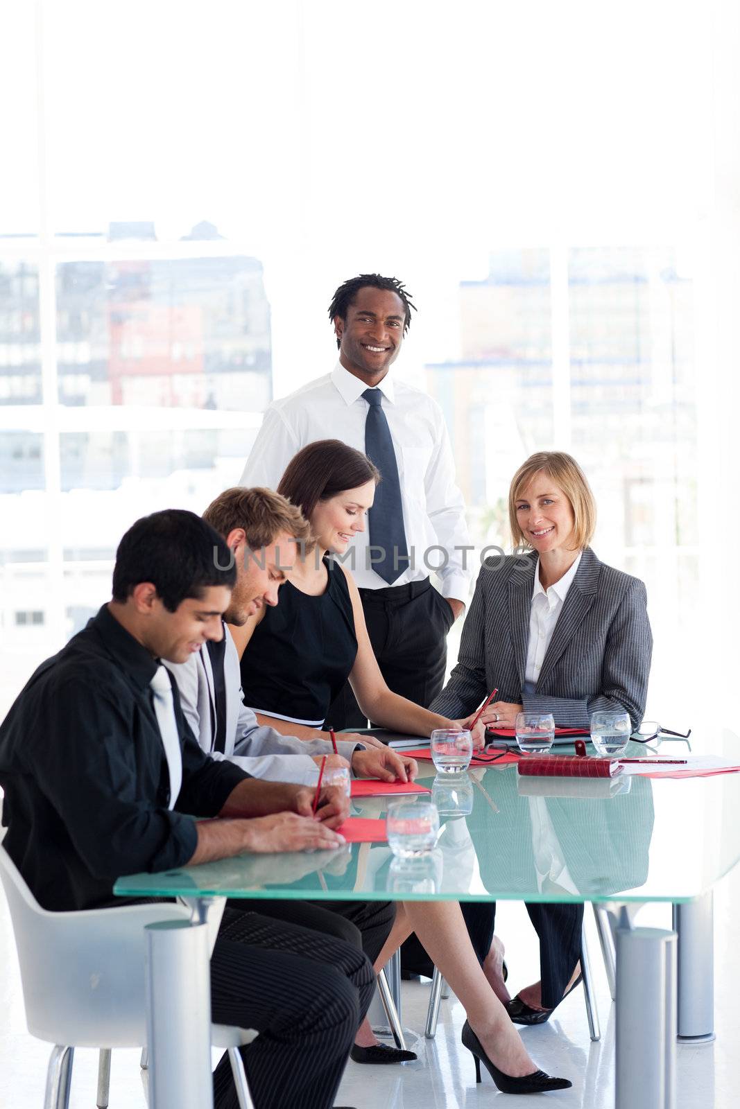 Multi-ethnic business people working in an office
