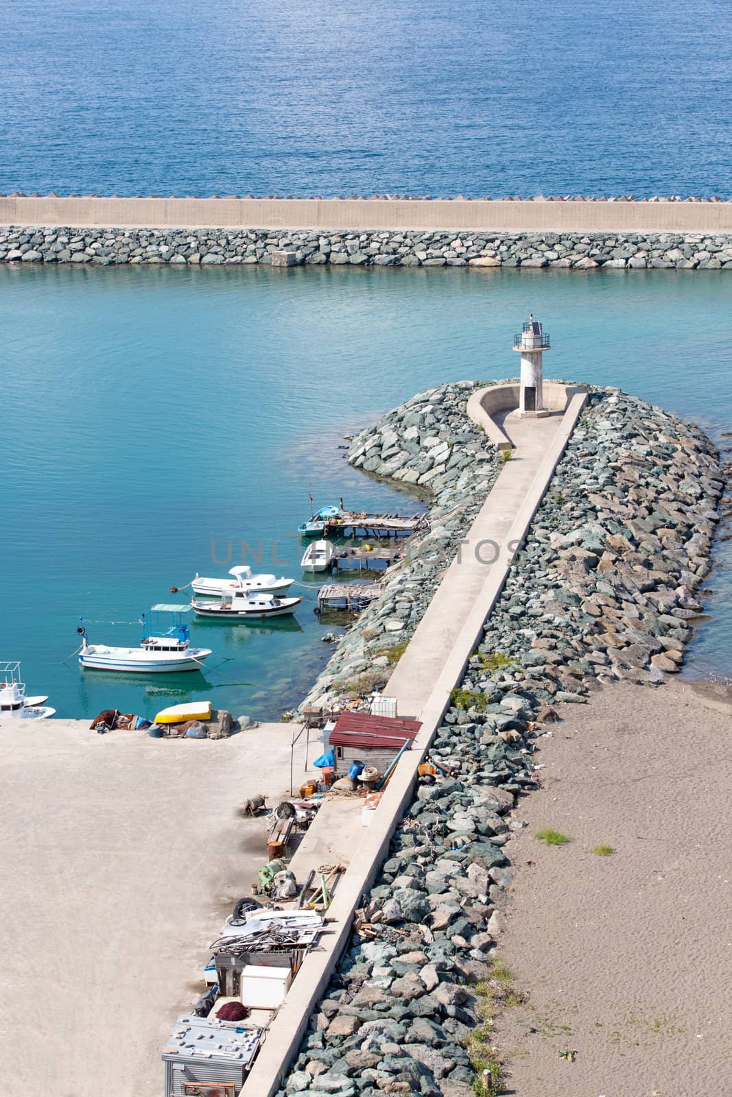 Jetties and Lighthouse in Northen Turkey Black Sea region