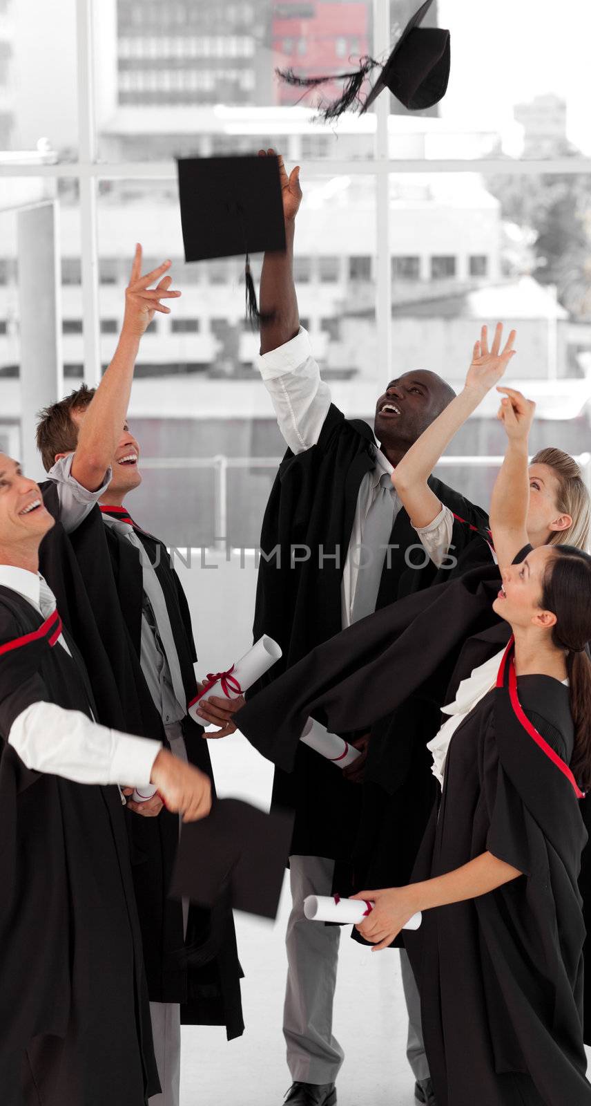 Young Group of people celebrating their Graduation