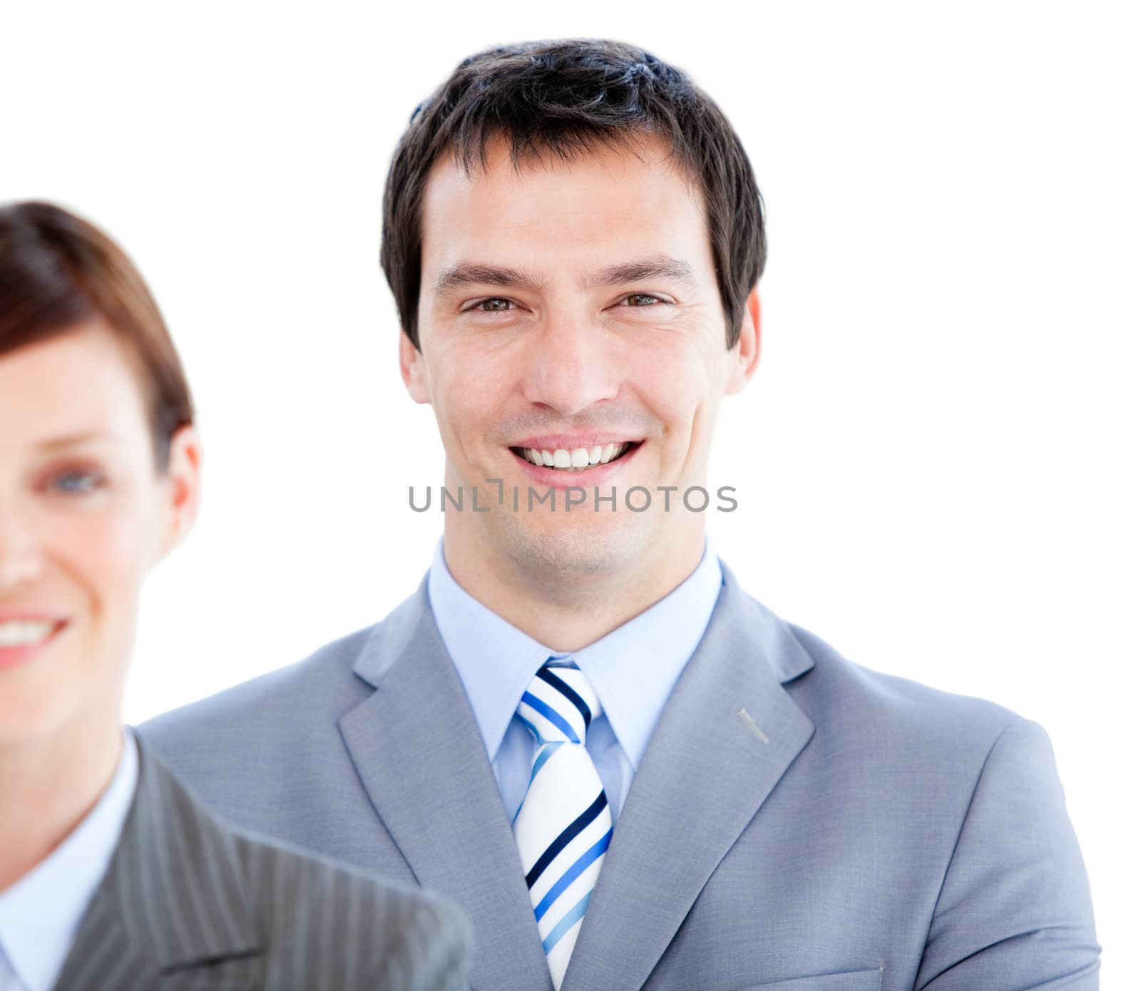 Portrait of a smiling businesspartners looking at the camera in the office