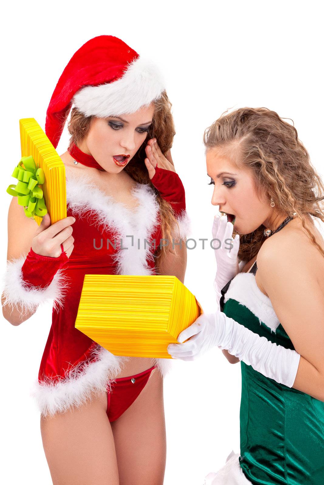 Young sexy Santa woman isolated a on white background