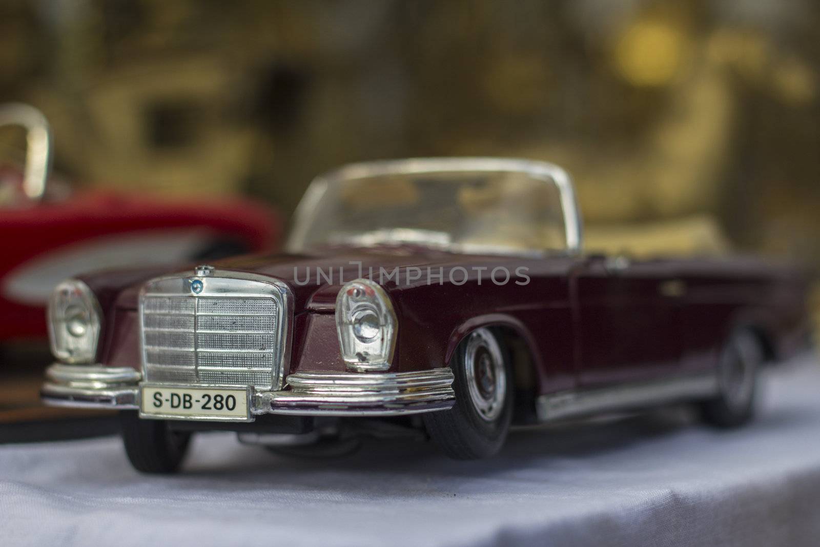 A toy old car on a exhibition