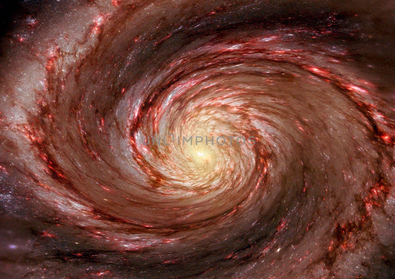 Stars and spiral galaxy in a free space