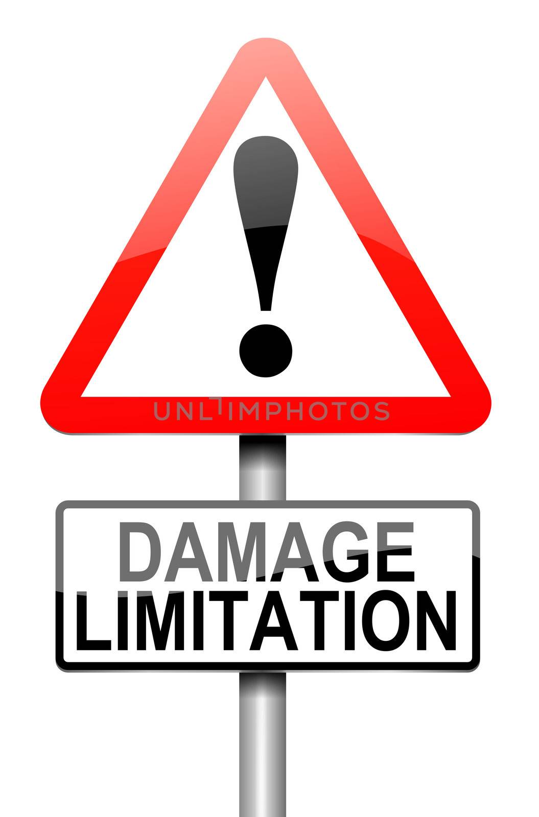 Illustration depicting a roadsign with a damage liability concept. White background.