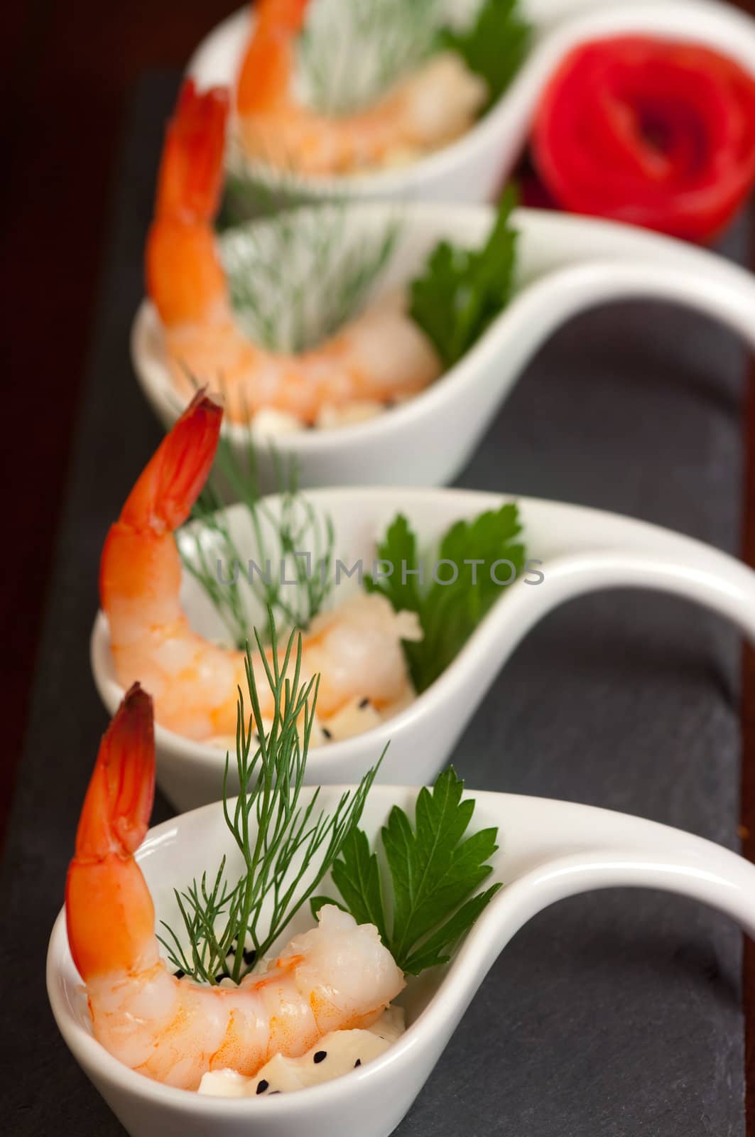 Shrimp appetizers during a party