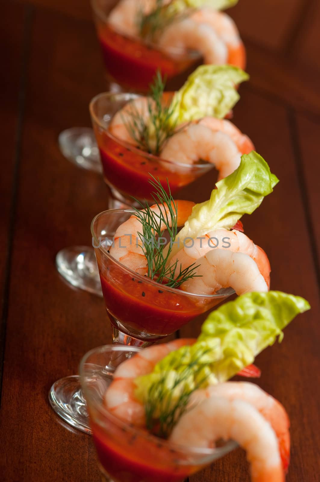 Shrimp cocktails during a party