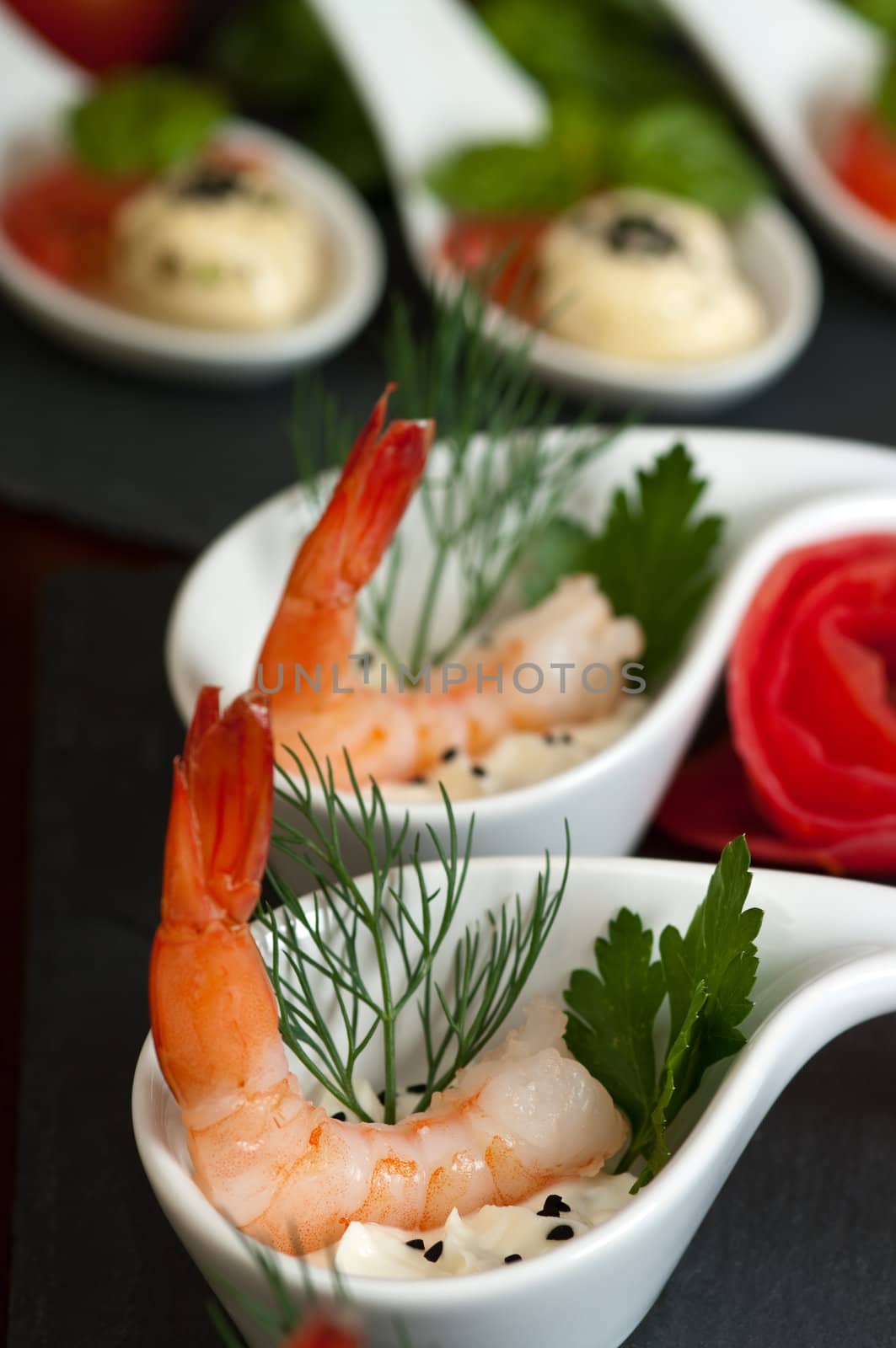 Shrimp appetizers during a party