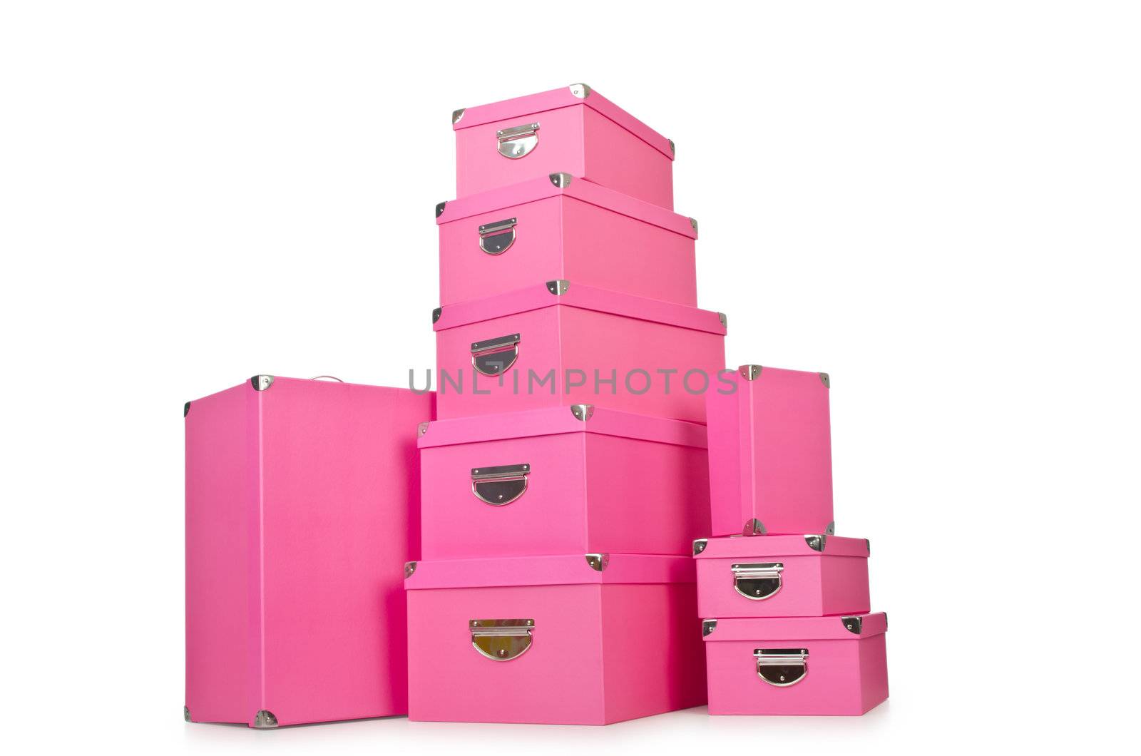 Pink giftboxes isolated on white by Elnur