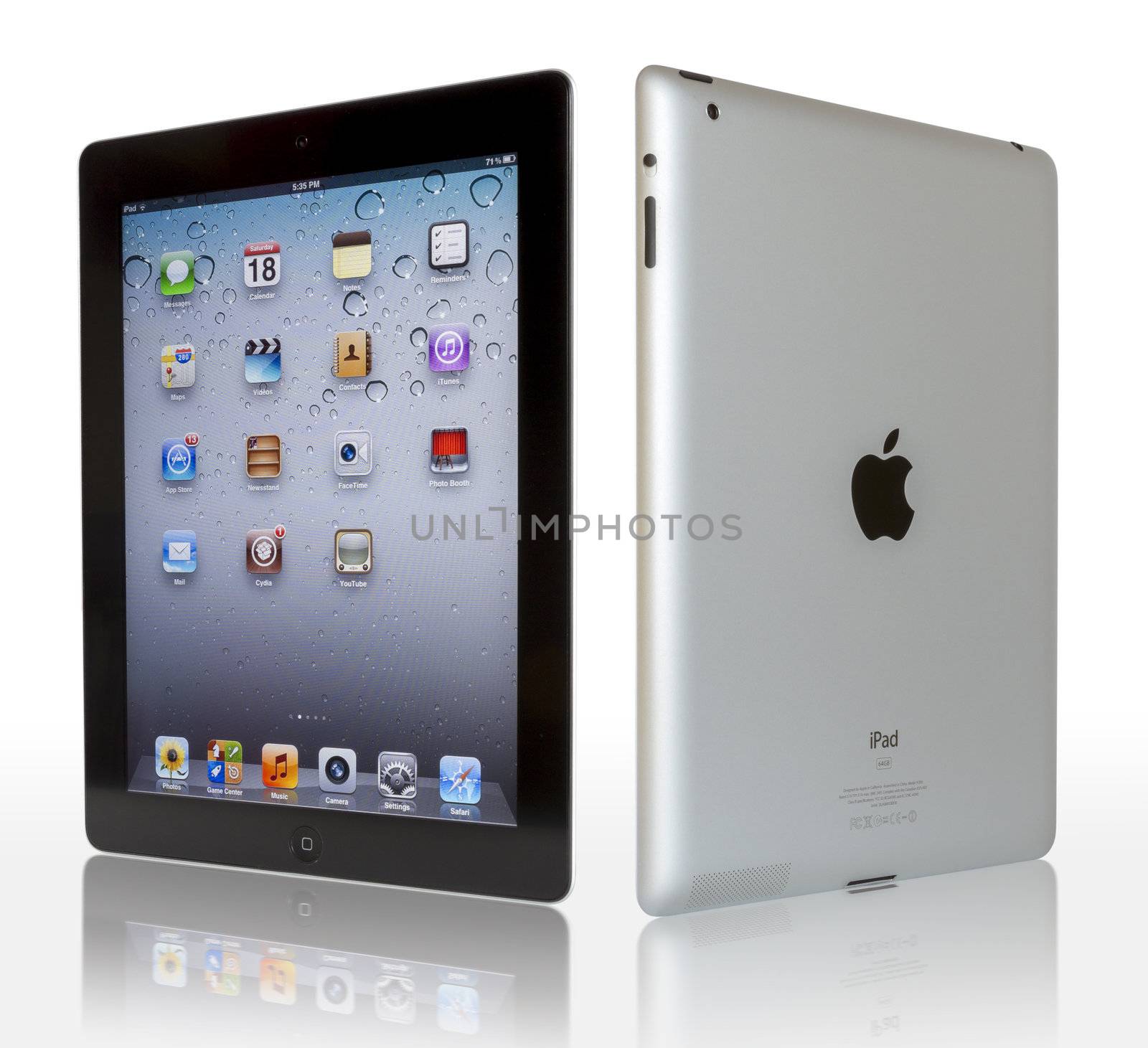 Galati, Romania- August 20, 2012: Wi-Fi + 4G iPad 3 with iOS 5.1 by Apple Inc, the third generation iPad was released for sale by Apple Inc on March 16, 2012. The New iPad 3 boasts a stunning retina display, a beefed up A5X dual-core processor, quad-core graphics. Studio shot on white background.