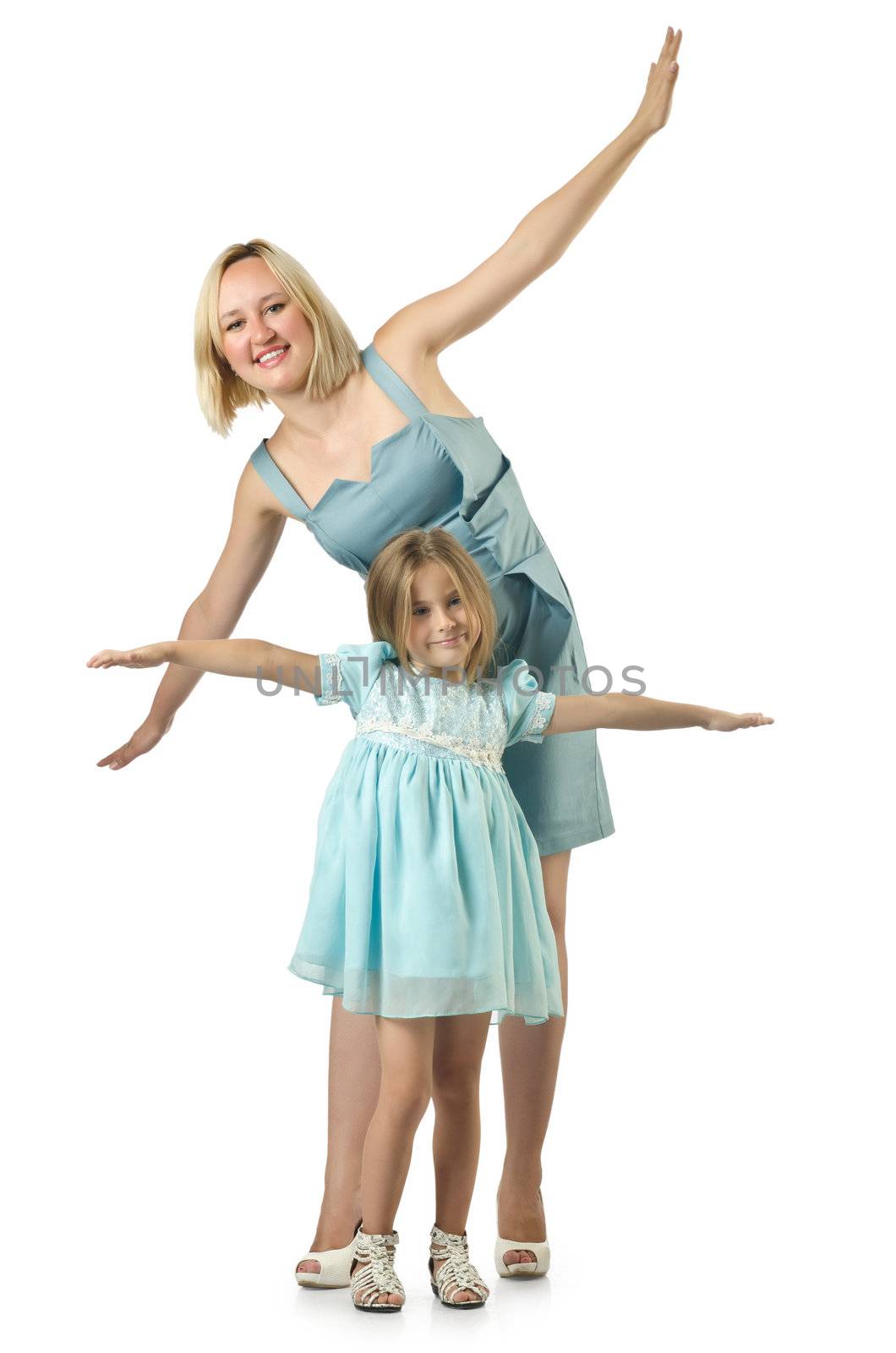 Mother with daughter isolated on white