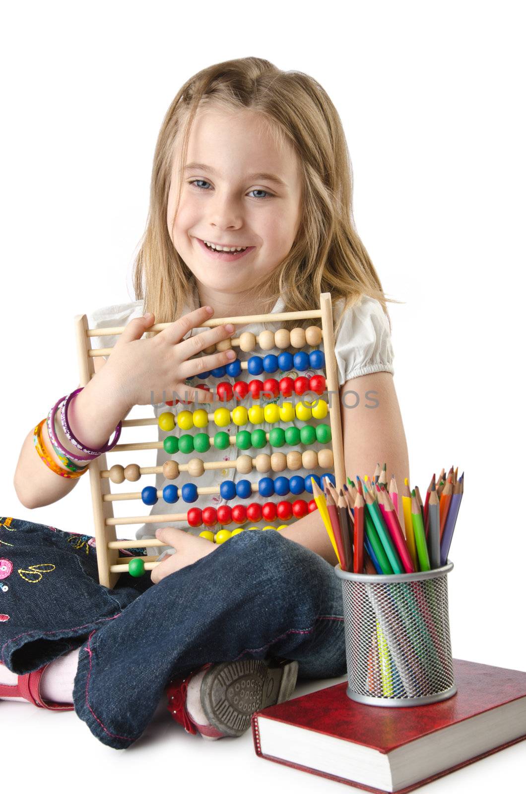 Girl with books and abacus by Elnur