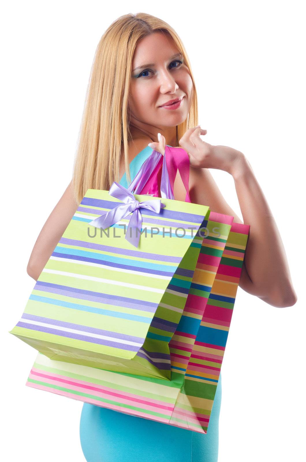 Attractive woman after happy shopping