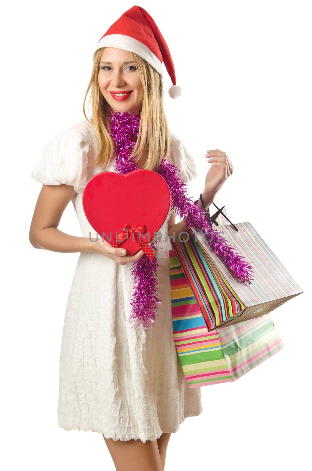 Happy woman after christmas shopping by Elnur