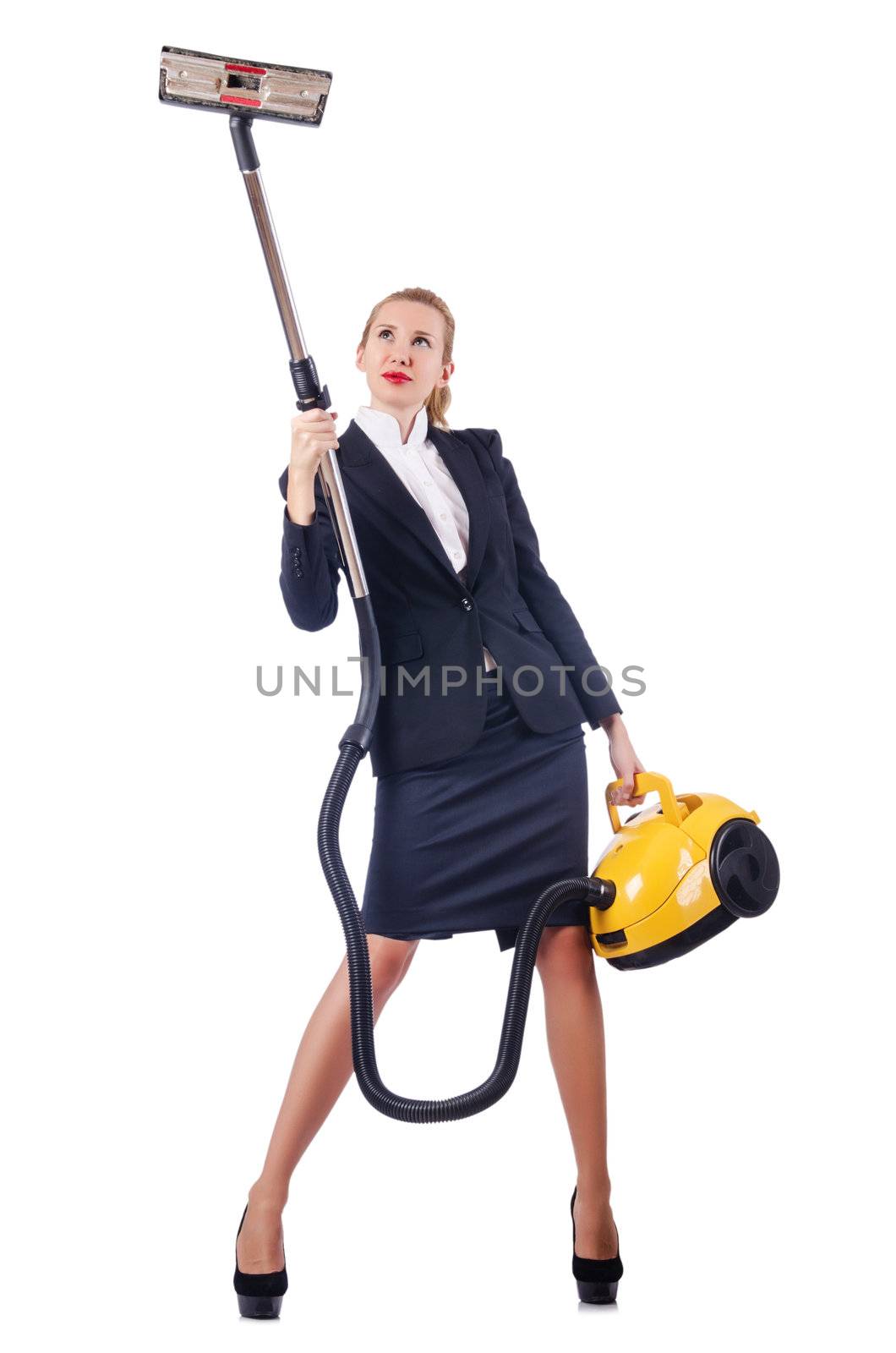 Woman cleaning with vacuum cleaner by Elnur