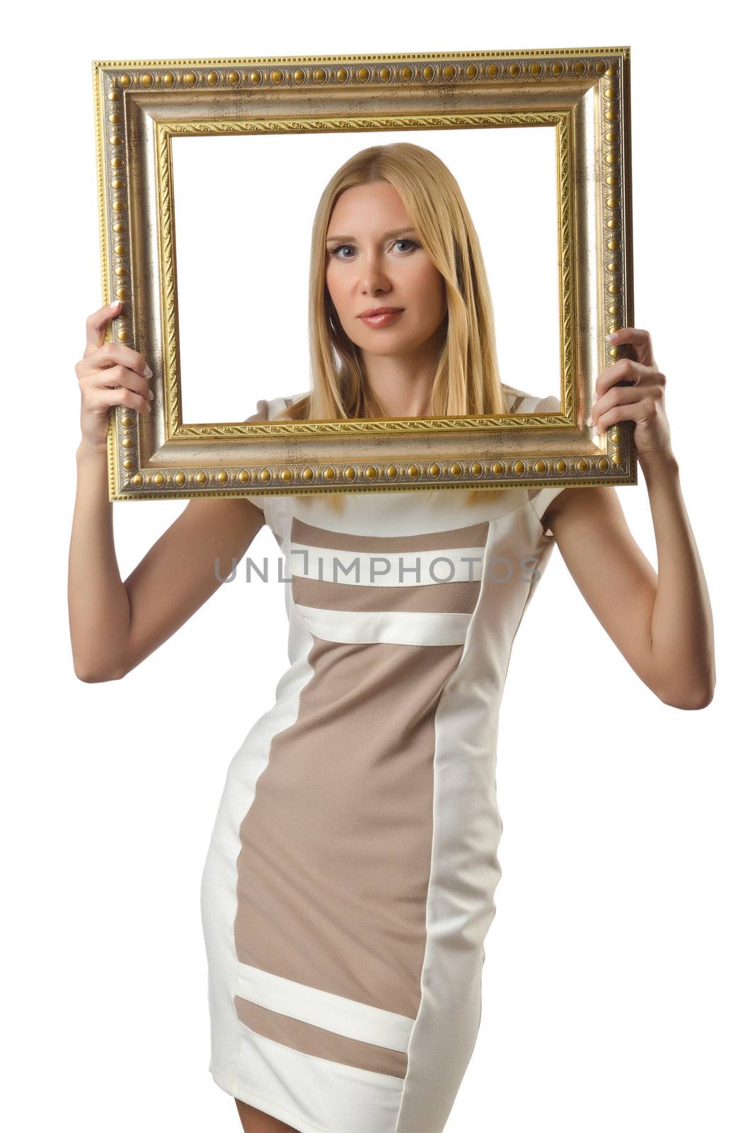 Picture frame and attractive woman