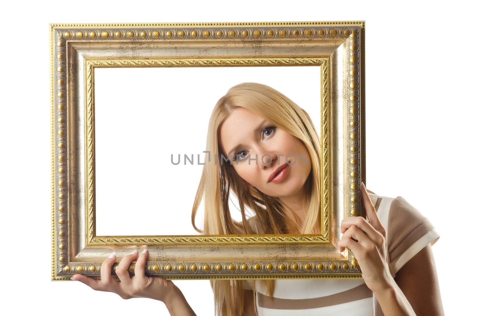 Picture frame and attractive woman