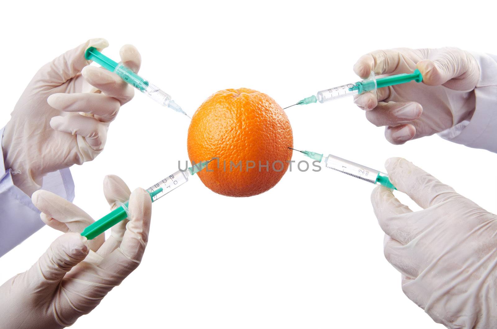 Science experiment with orange and syringe by Elnur