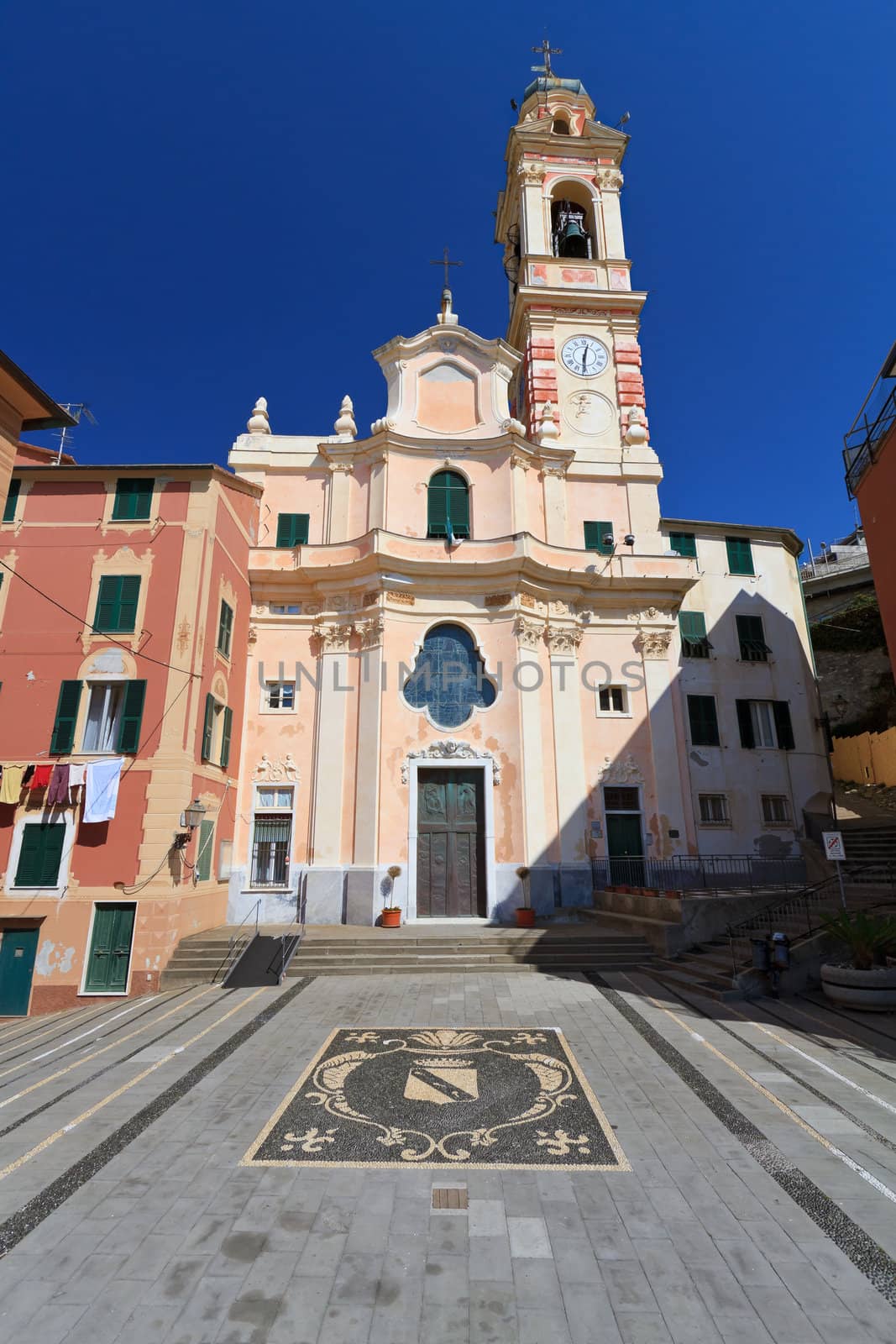 	the ancient church in Sori, small town in Liguria, Italy