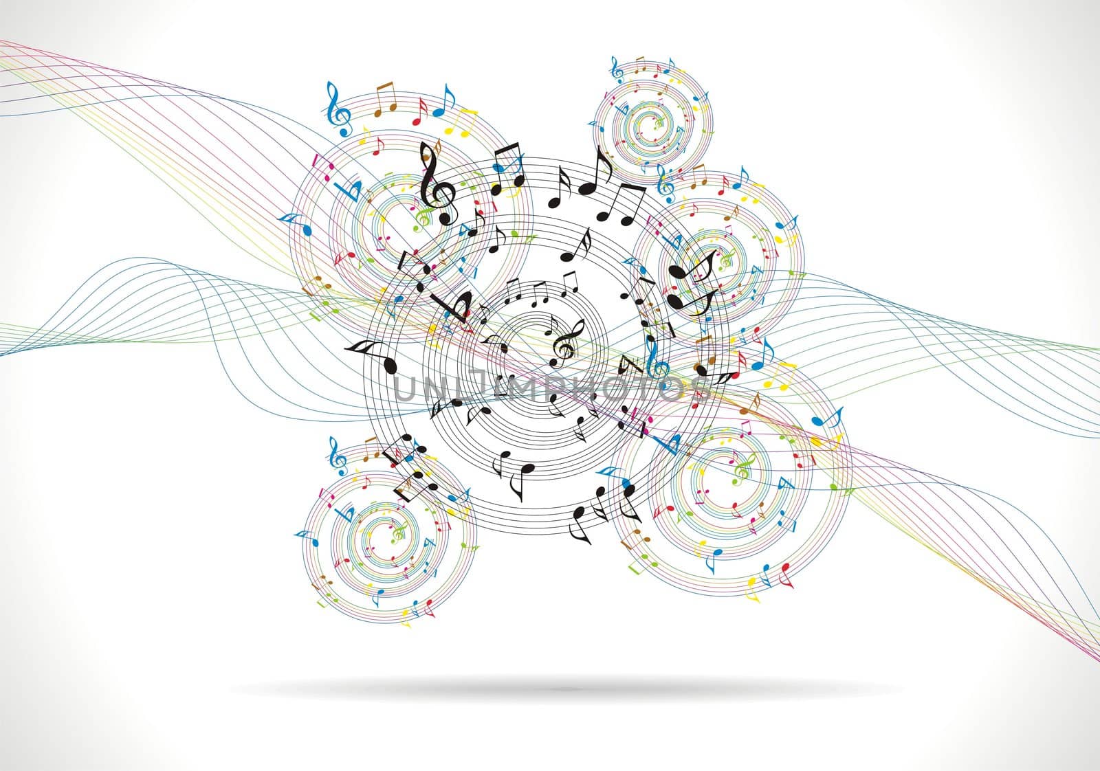 abstract music background with musical notes on white