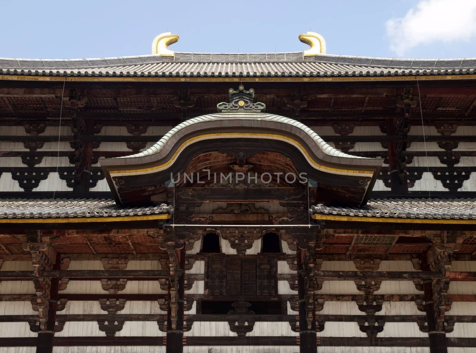 Detail of the Main Hall of Todaiji Temple in Nara, Japan