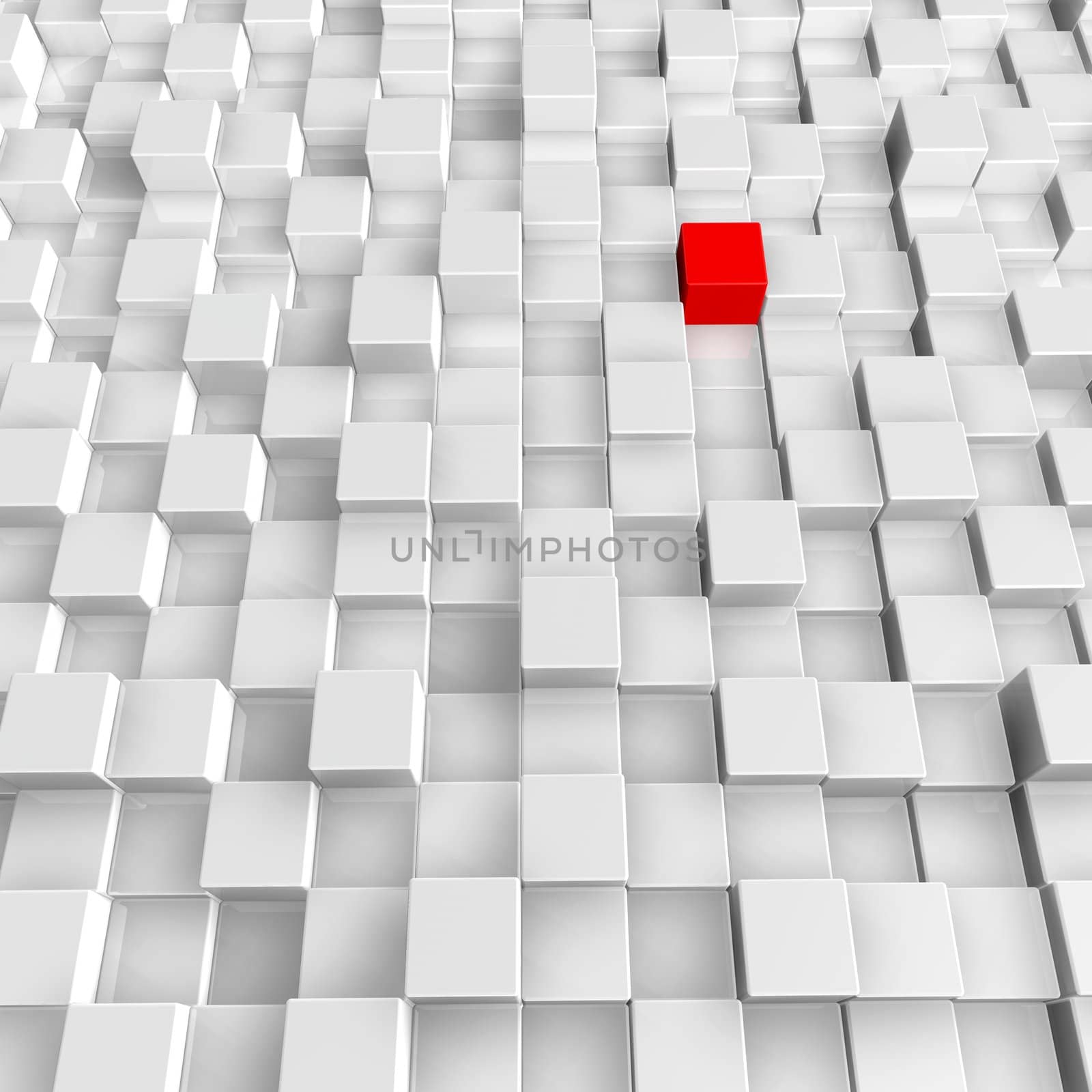 white and red cubes background - 3d illustration