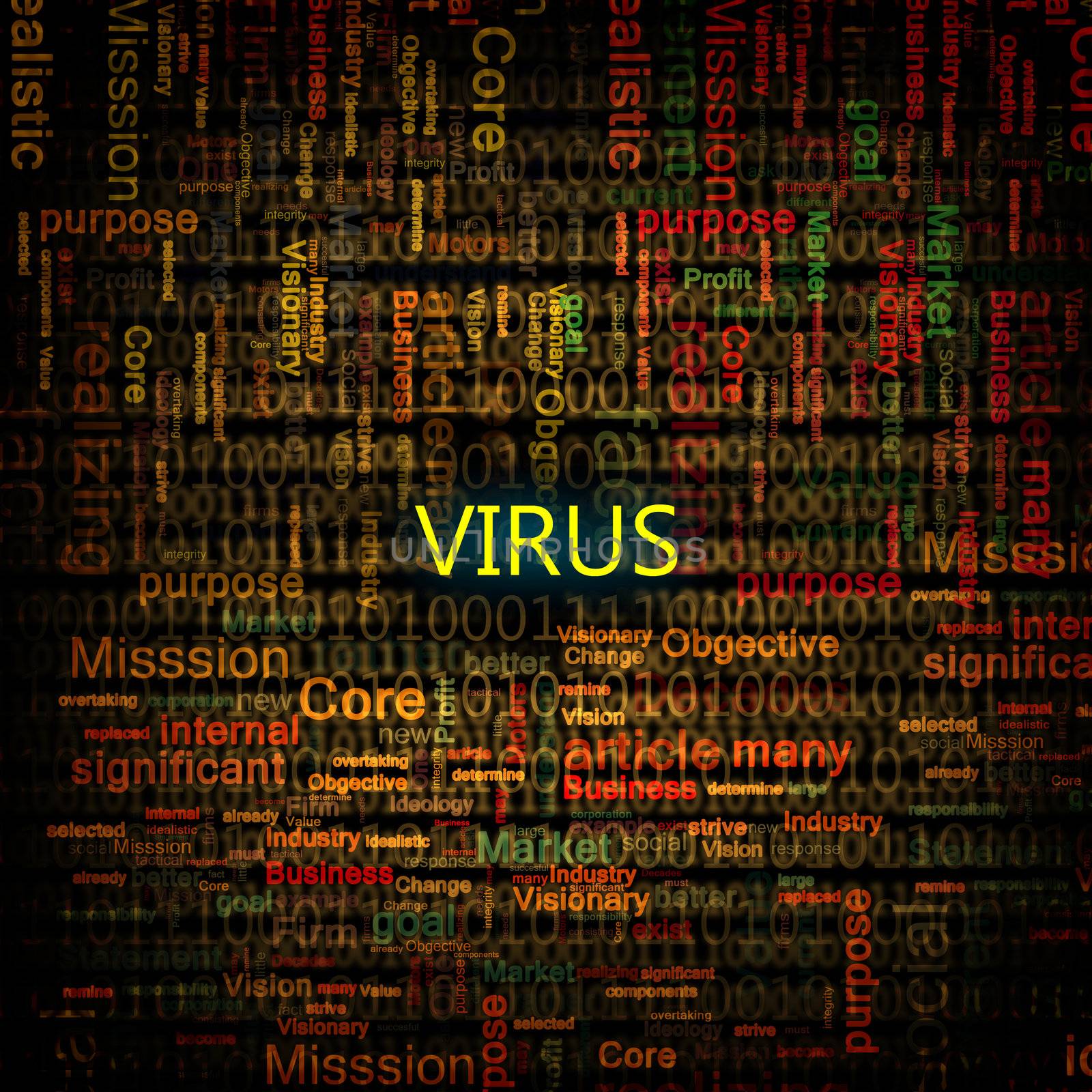 A computer virus detection symbol illustration with word Virus