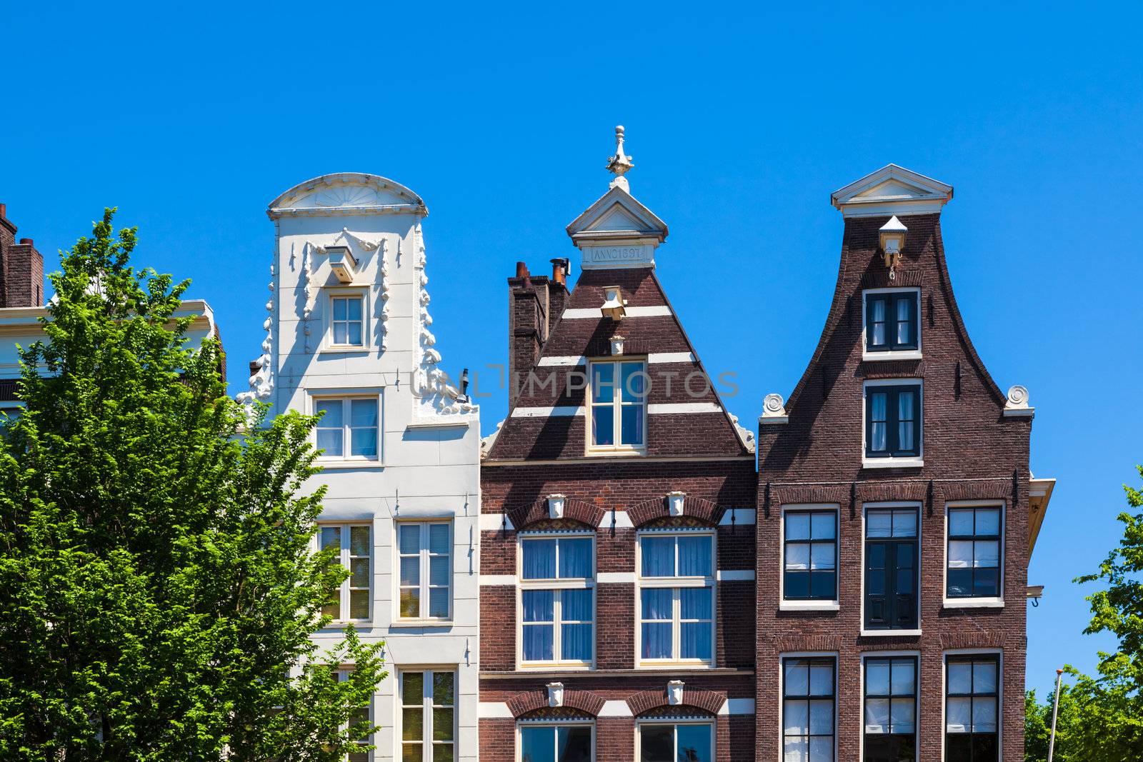 Typical gable houses in downtown Amsterdam, the Netherlands
