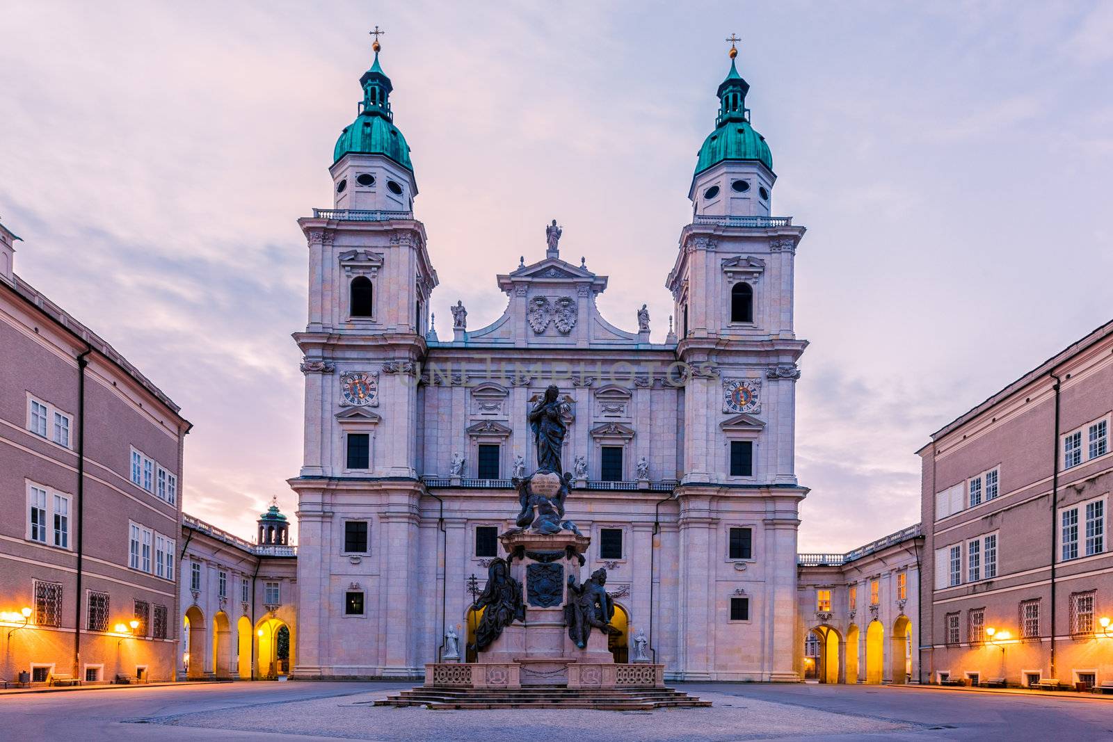 The Salzburg Cathedral in Austria at sunrise