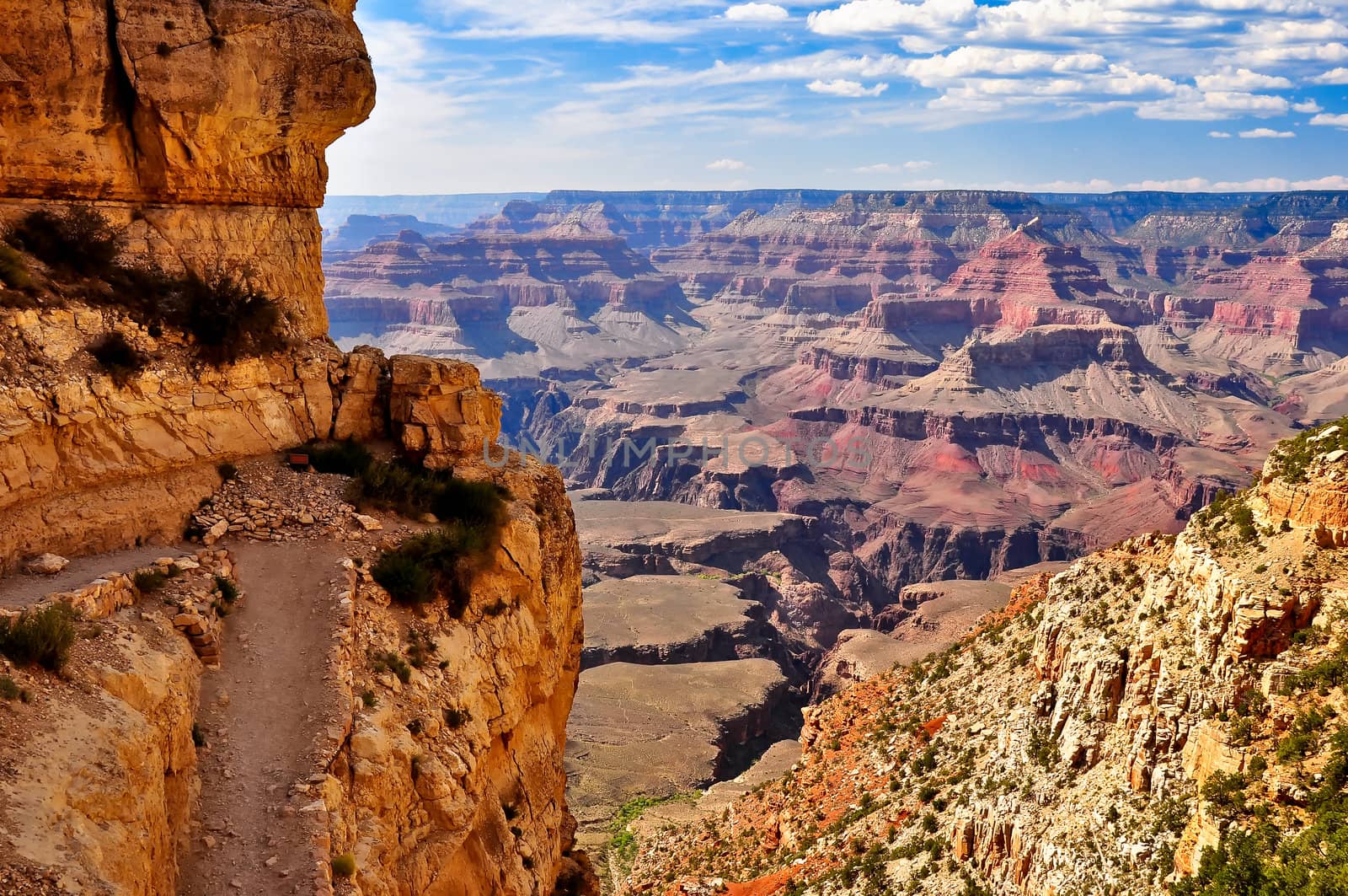 Grand canyon landscape view and hiking trail, Arizona, USA