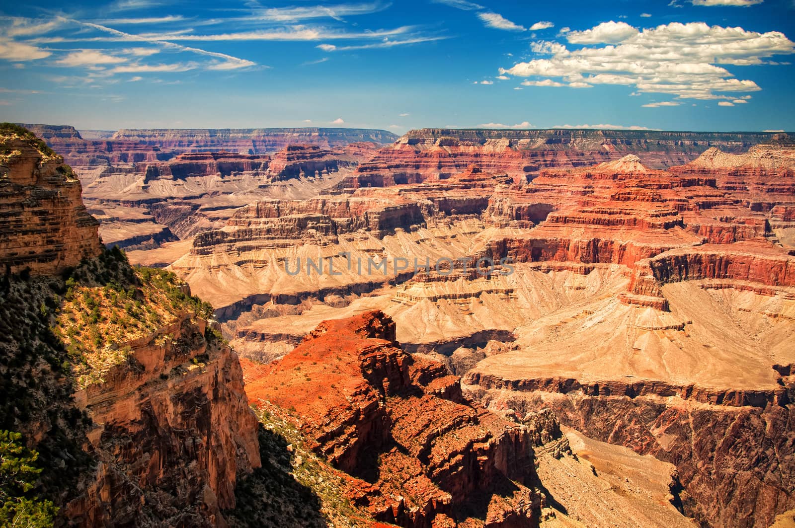 Grand canyon clear day landscape view with clouds, Arizona, USA