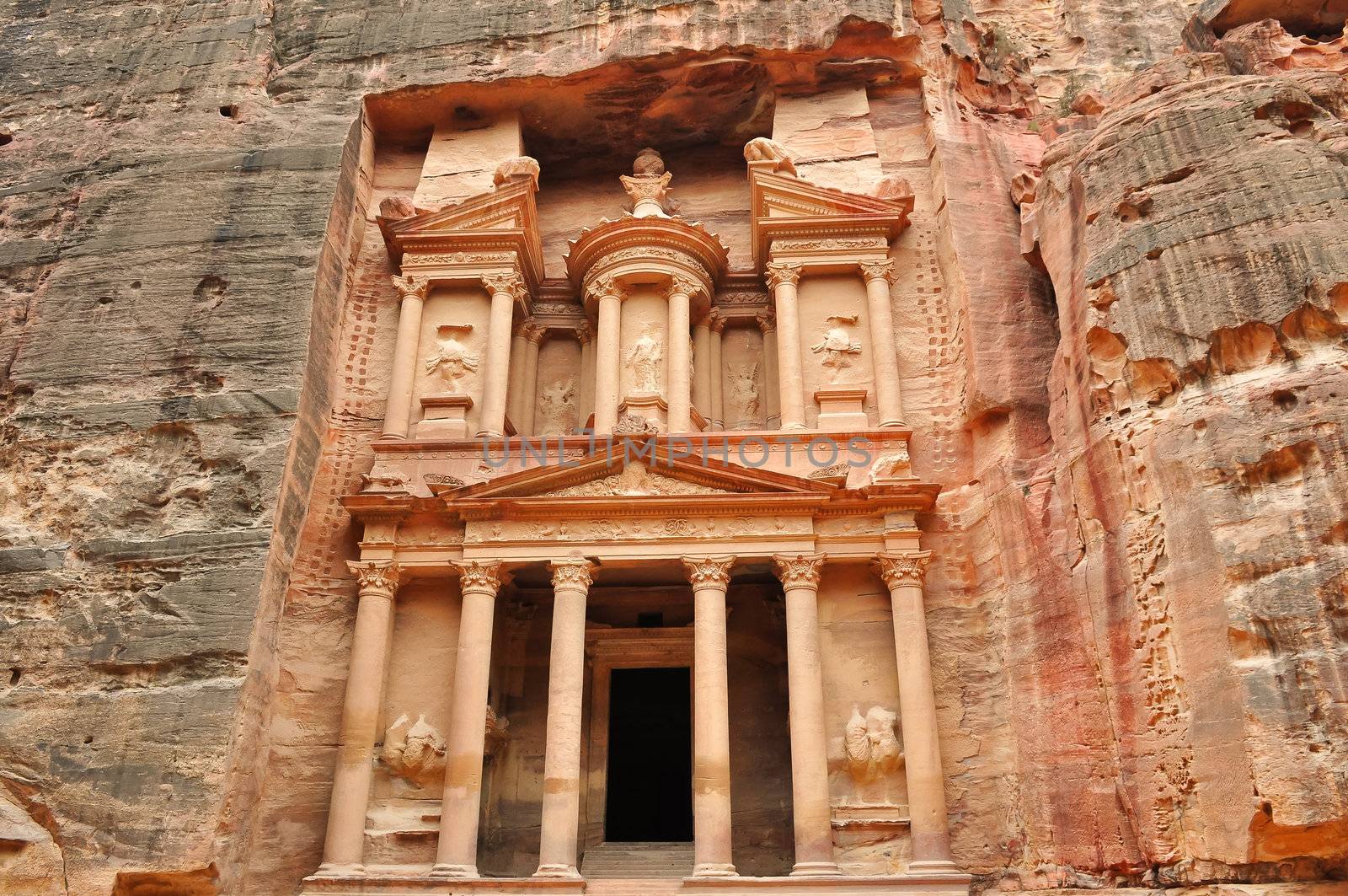Al Khazneh front view - the treasury of Petra ancient city by martinm303