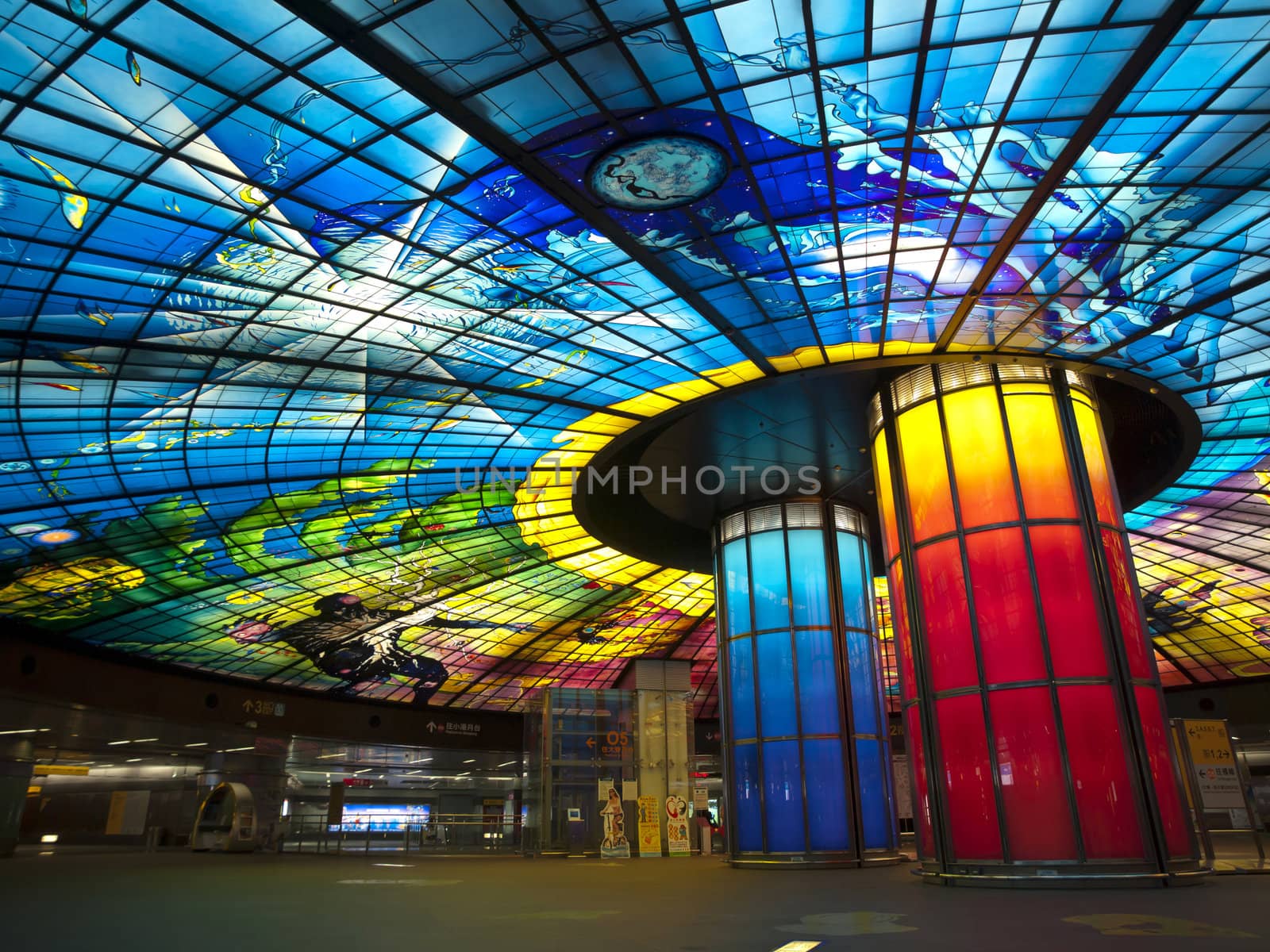 KAOHSIUNG CITY – CIRCA APRIL 2010: The Dome of Light at Formosa Boulevard Station, the largest glass work in the world at the central station of Kaohsiung subway system in Kaohsiung City, Taiwan circa April 2010.