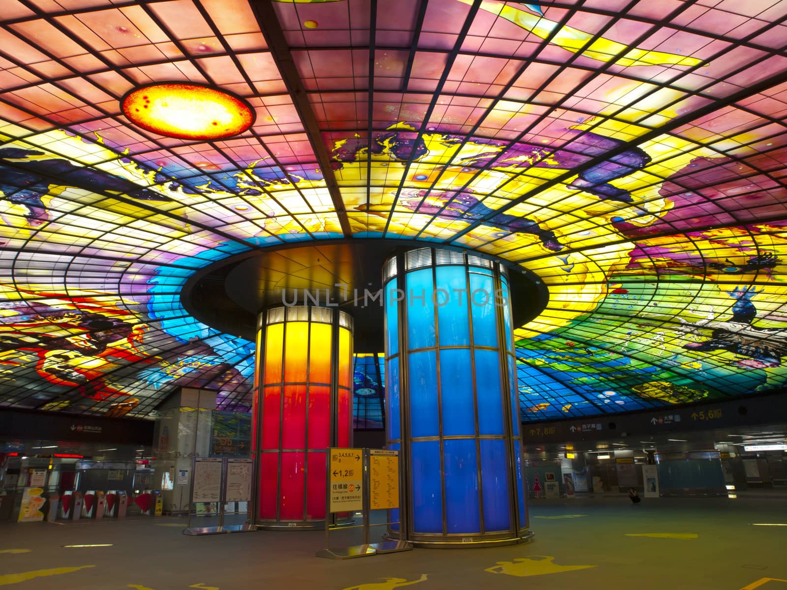 KAOHSIUNG CITY – CIRCA APRIL 2010: The Dome of Light at Formosa Boulevard Station, the central station of Kaohsiung subway system in Kaohsiung City, Taiwan circa April 2010.