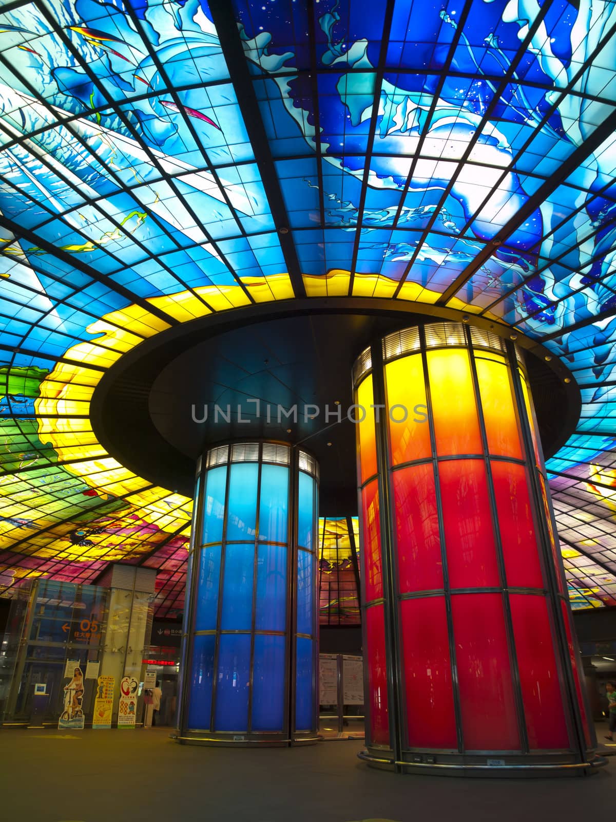 KAOHSIUNG CITY – CIRCA APRIL 2010: The Dome of Light at Formosa Boulevard Station, the largest glass work in the world at the central station of Kaohsiung subway system in Kaohsiung City, Taiwan circa April 2010.