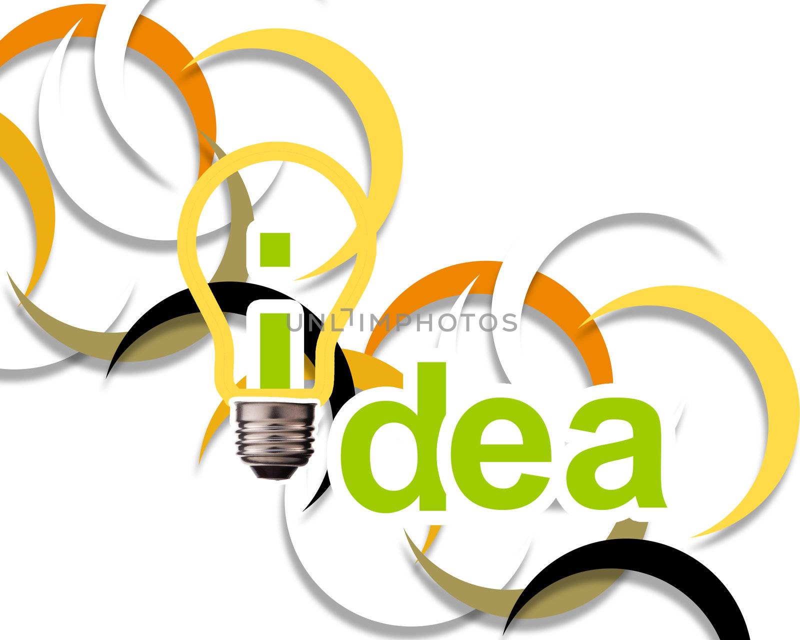 Idea word with lightbulb.