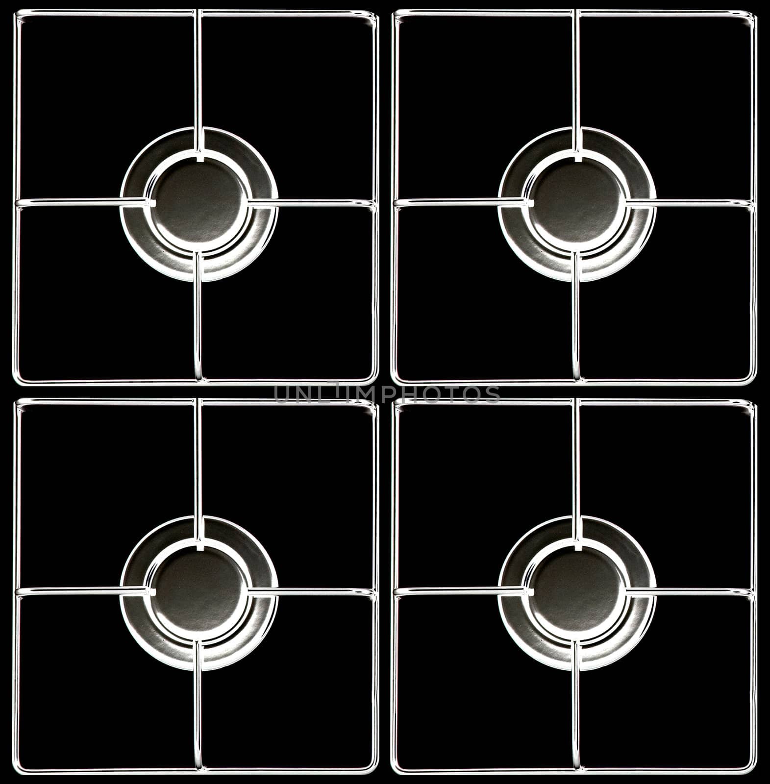 Stainless steel gas hob or stove.
