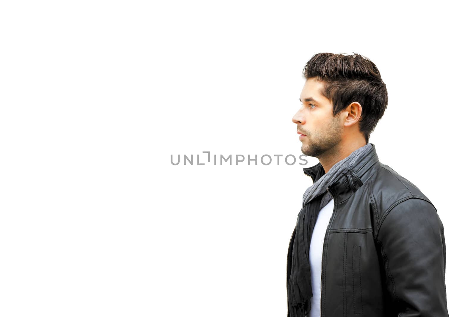 An image of a young man isolated on a white background