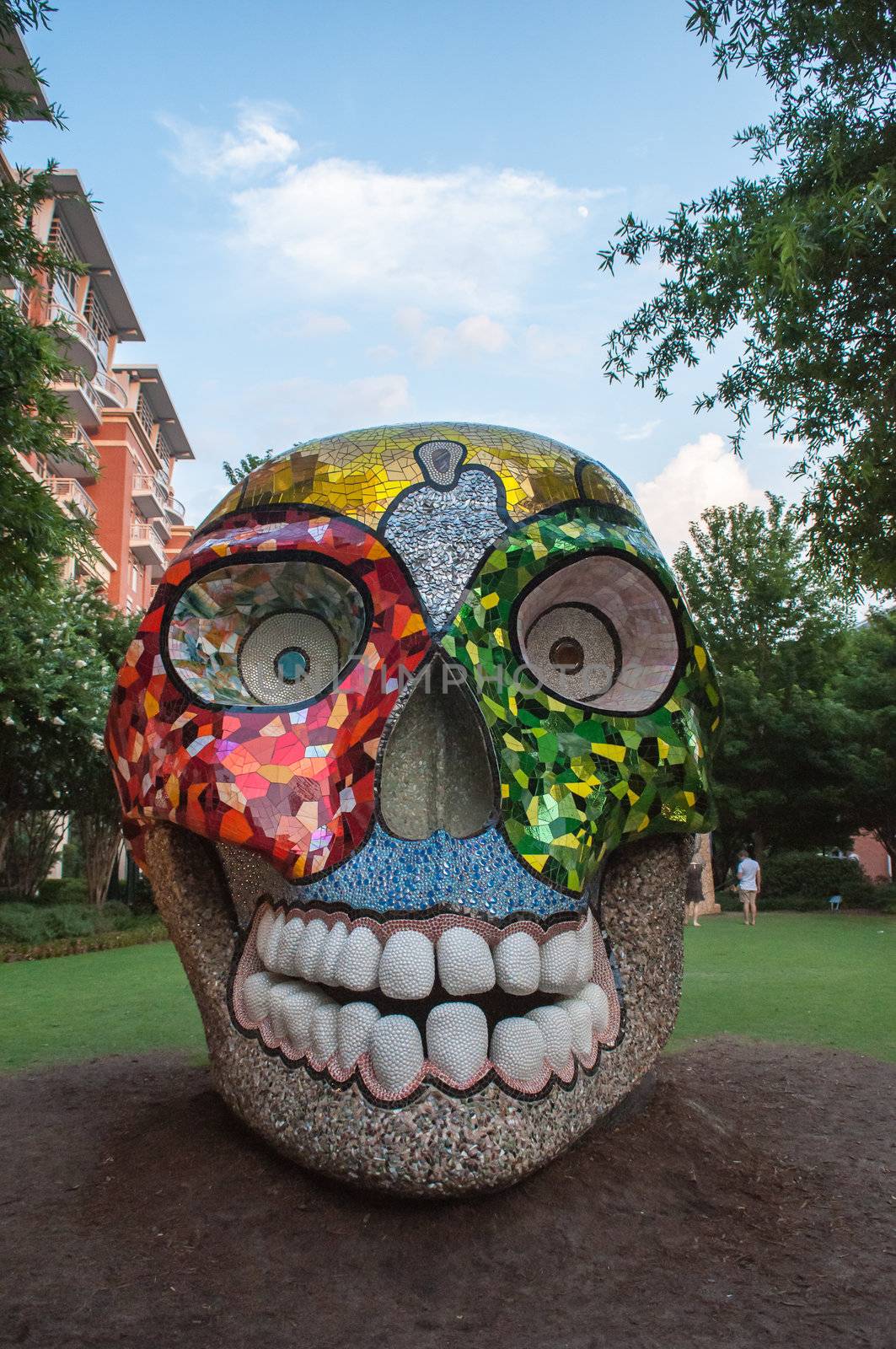 colored skull sculpture