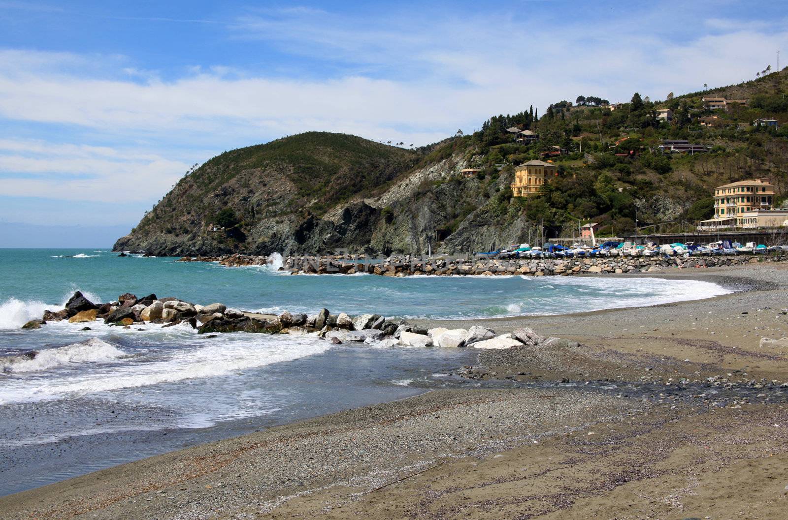 View of the coast, sea waves.