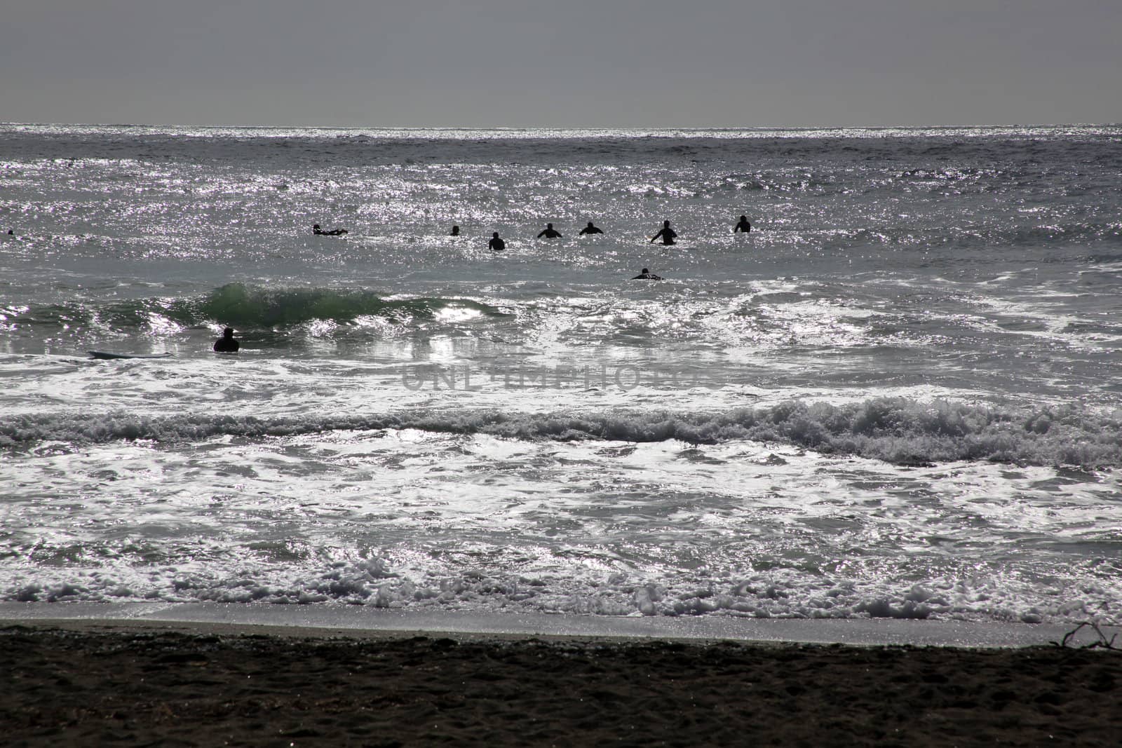 Surfers opening the season in Levanto, Italy.
