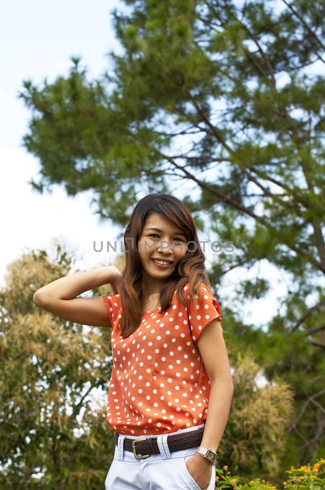 Portrait Of Asian Young Woman In garden by Yuri2012