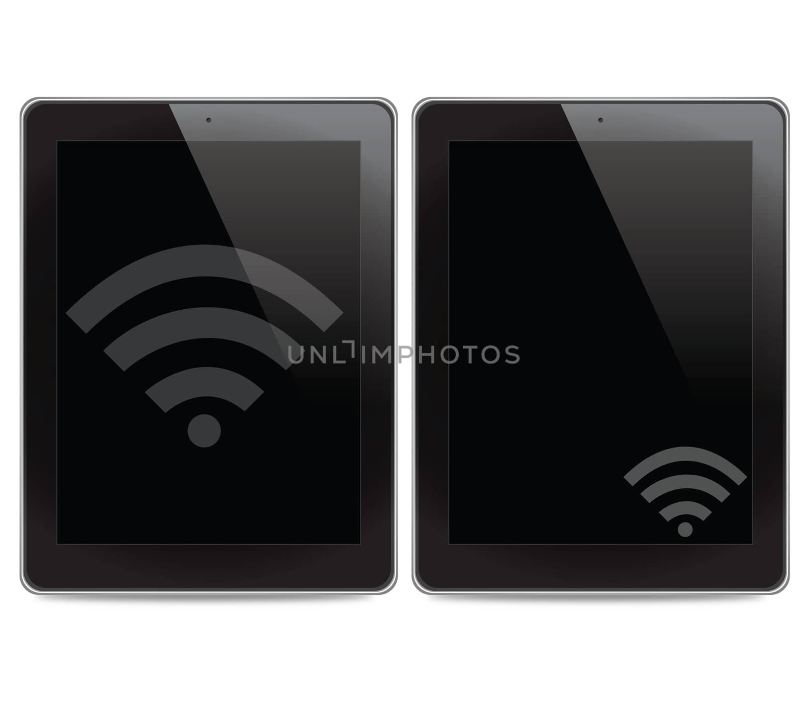 Wireless icon on tablet computer background