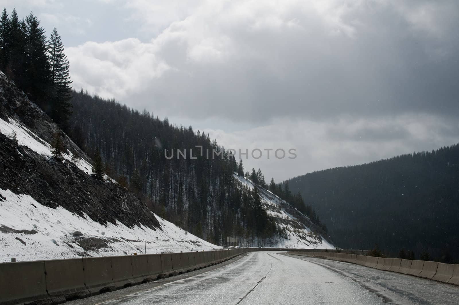 highway through rocky mountains