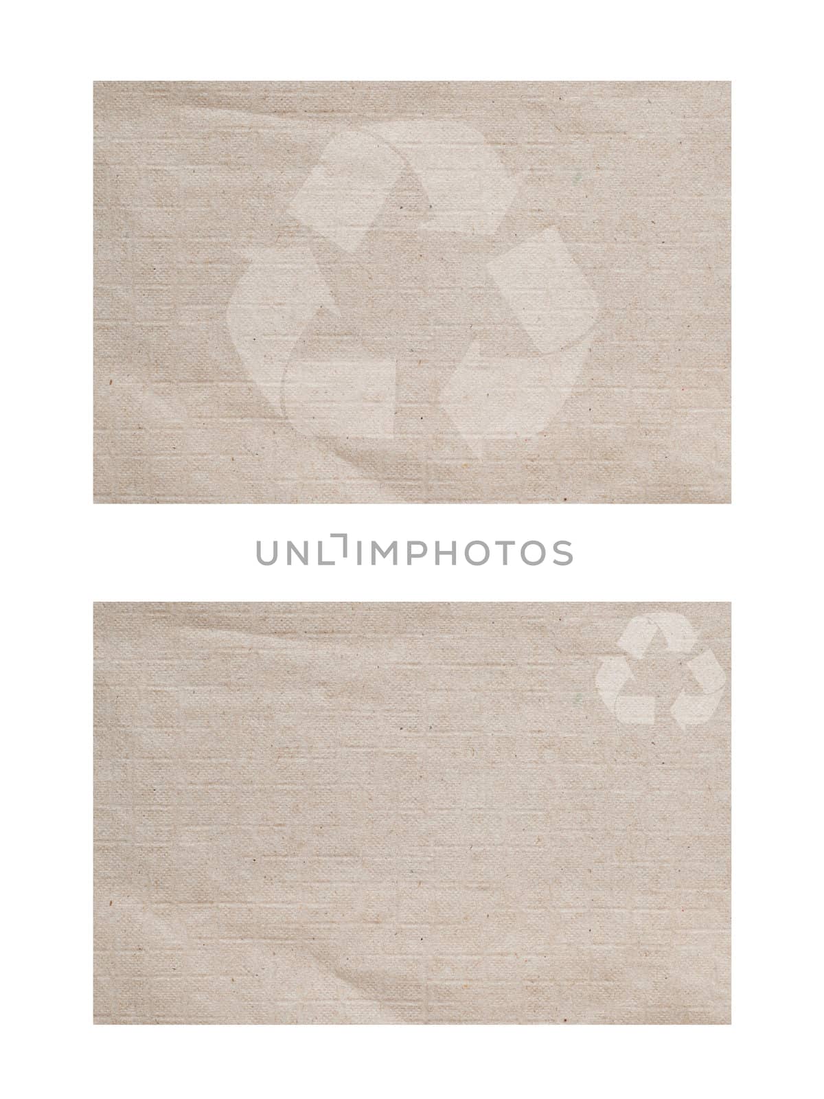 Recycle icon on paper textured and background 